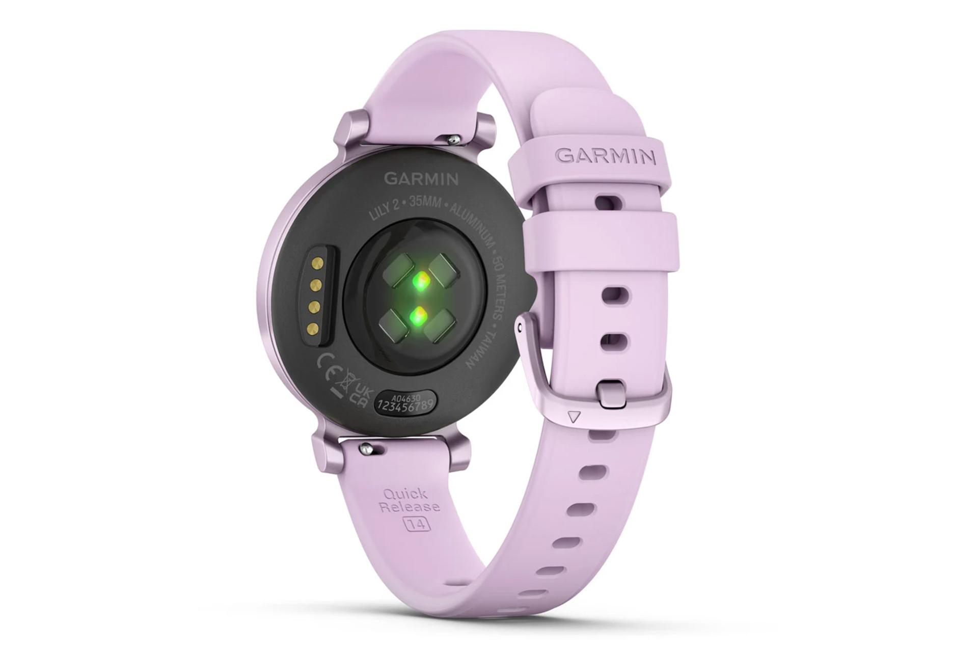 نمای پشتی و سنسورهای ساعت هوشمند گارمین Garmin Lily 2