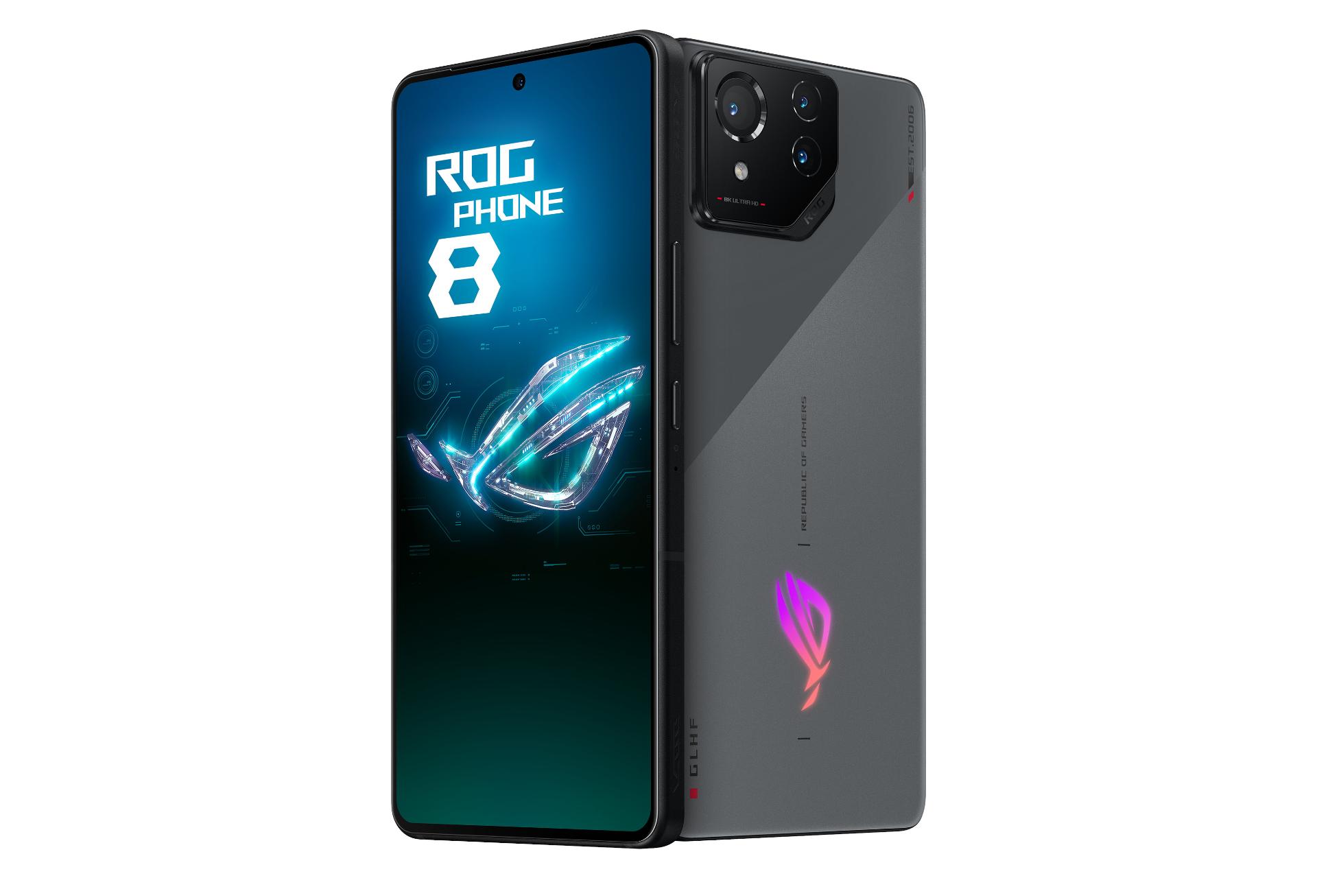 نمای جانبی و دکمه های گوشی موبایل ROG فون 8 ایسوس خاکستری / ASUS ROG Phone 8