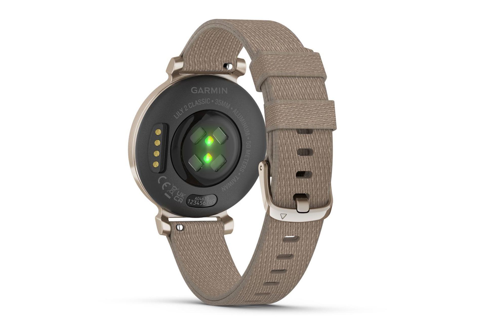 نمای پشتی و سنسورهای ساعت هوشمند گارمین Garmin Lily 2 Classic