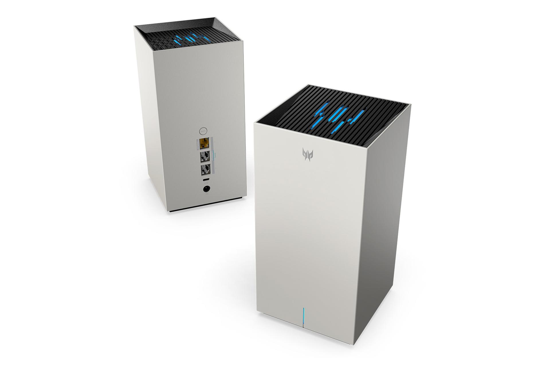 روتر ایسر Acer PREDATOR CONNECT T7 WI-FI 7 MESH به همراه نمای پشتی و درگاه ها