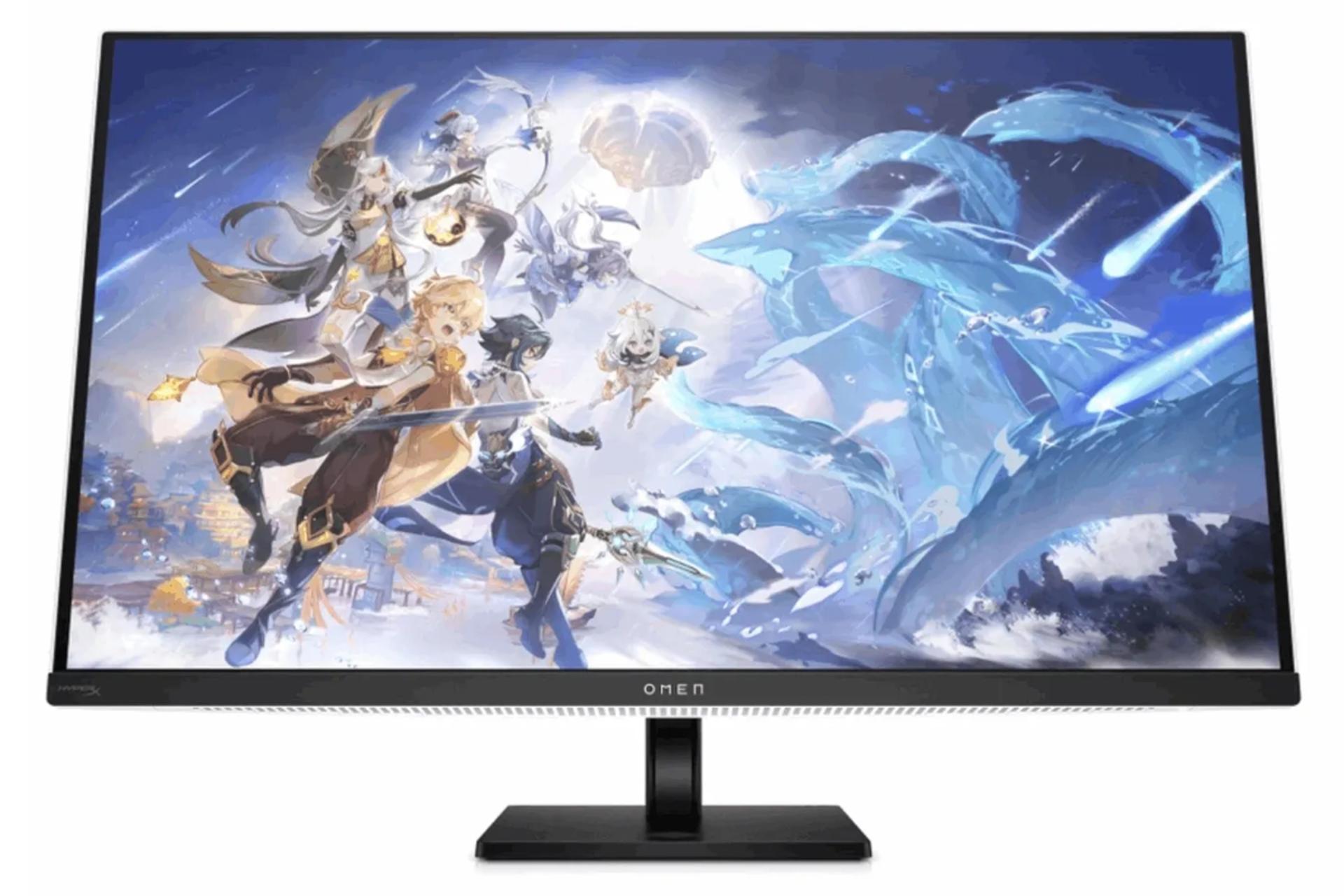 نمای جلو و رزولوشن مانیتور اچ پی 32 اینچ مدل OMEN Transcend 32