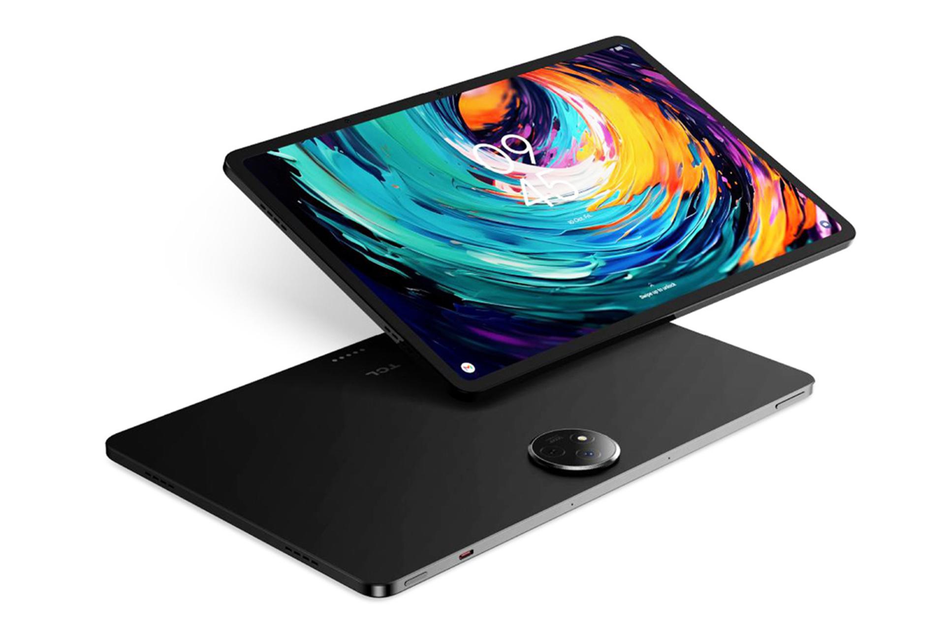 نمای نیمرخ تبلت NxtPaper 14 Pro تی سی ال / TCL NxtPaper 14 Pro با پنل جلو، پنل پشت، دوربین دوگانه و لبه‌های کناری رنگ مشکی