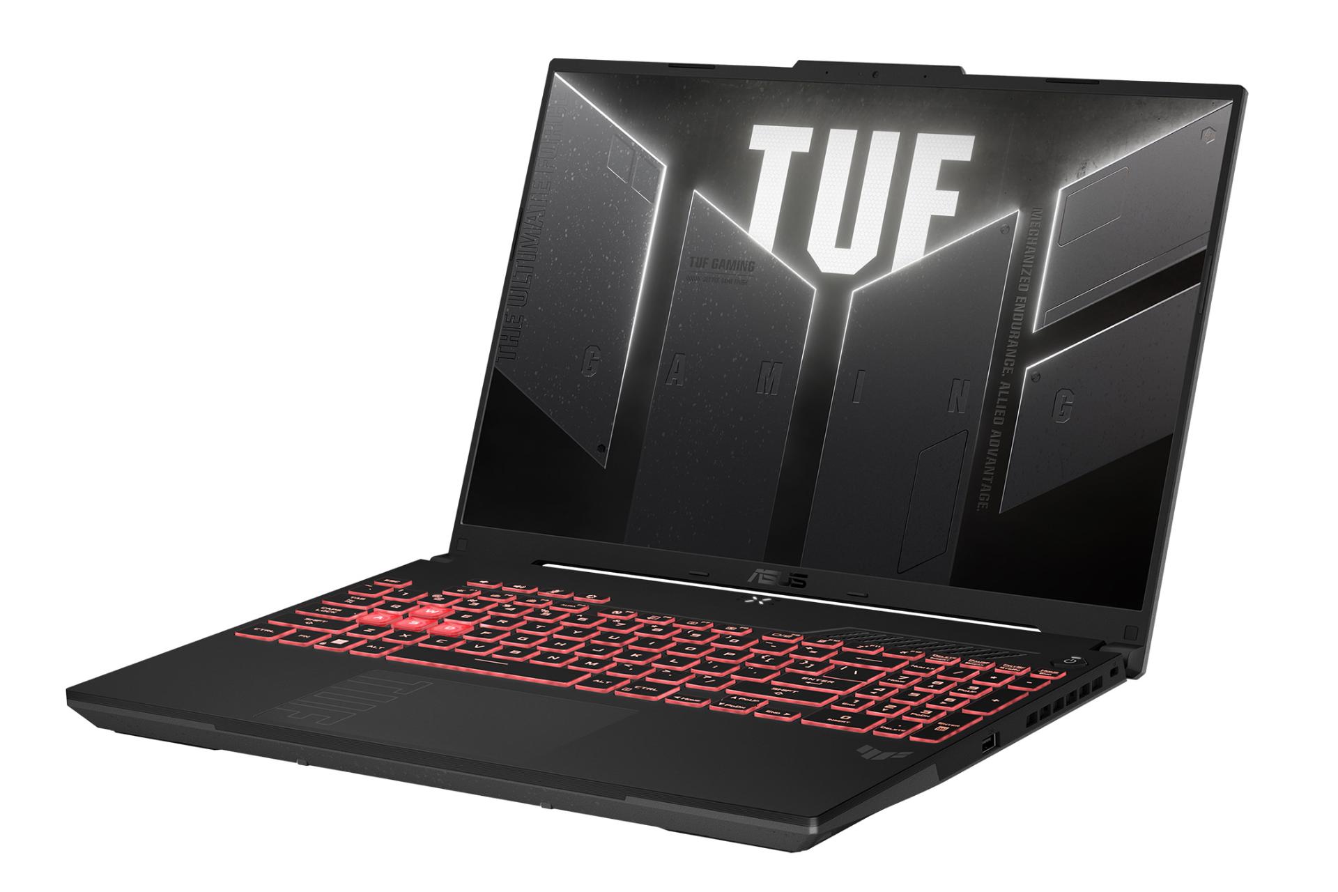 لپ تاپ ایسوس ASUS TUF Gaming A16 FA607 نمای راست درگاه ها و صفحه نمایش