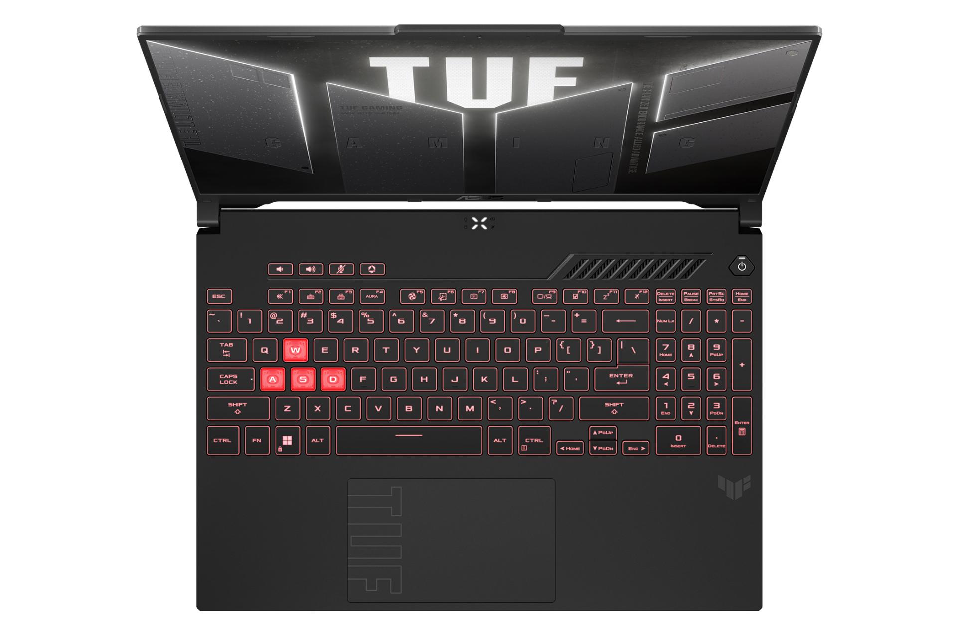 لپ تاپ ایسوس ASUS TUF Gaming A16 FA607 نمای بالا و کیبورد