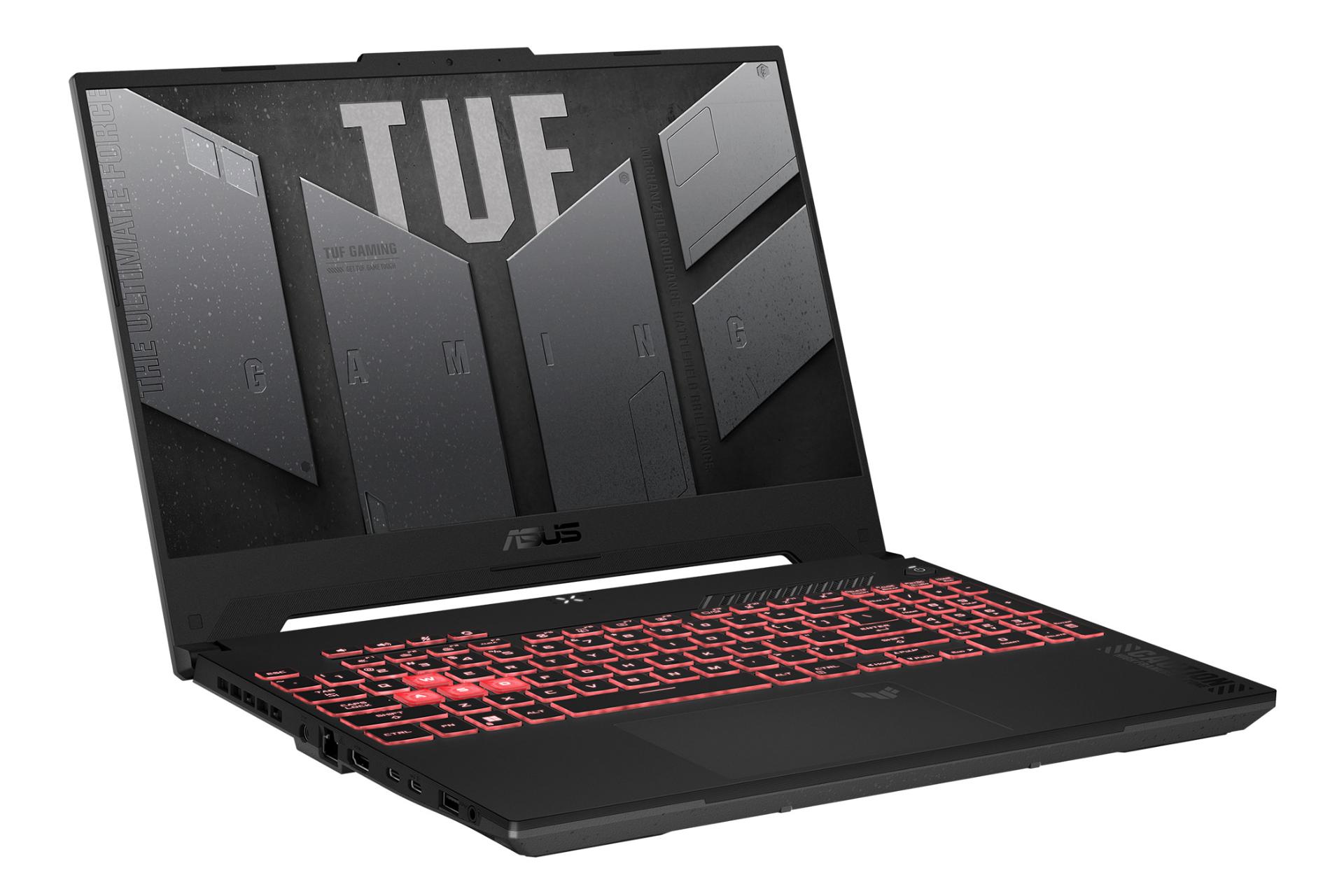 لپ تاپ ایسوس ASUS TUF Gaming A15 FA507 نمای چپ صفحه نمایش و درگاه ها