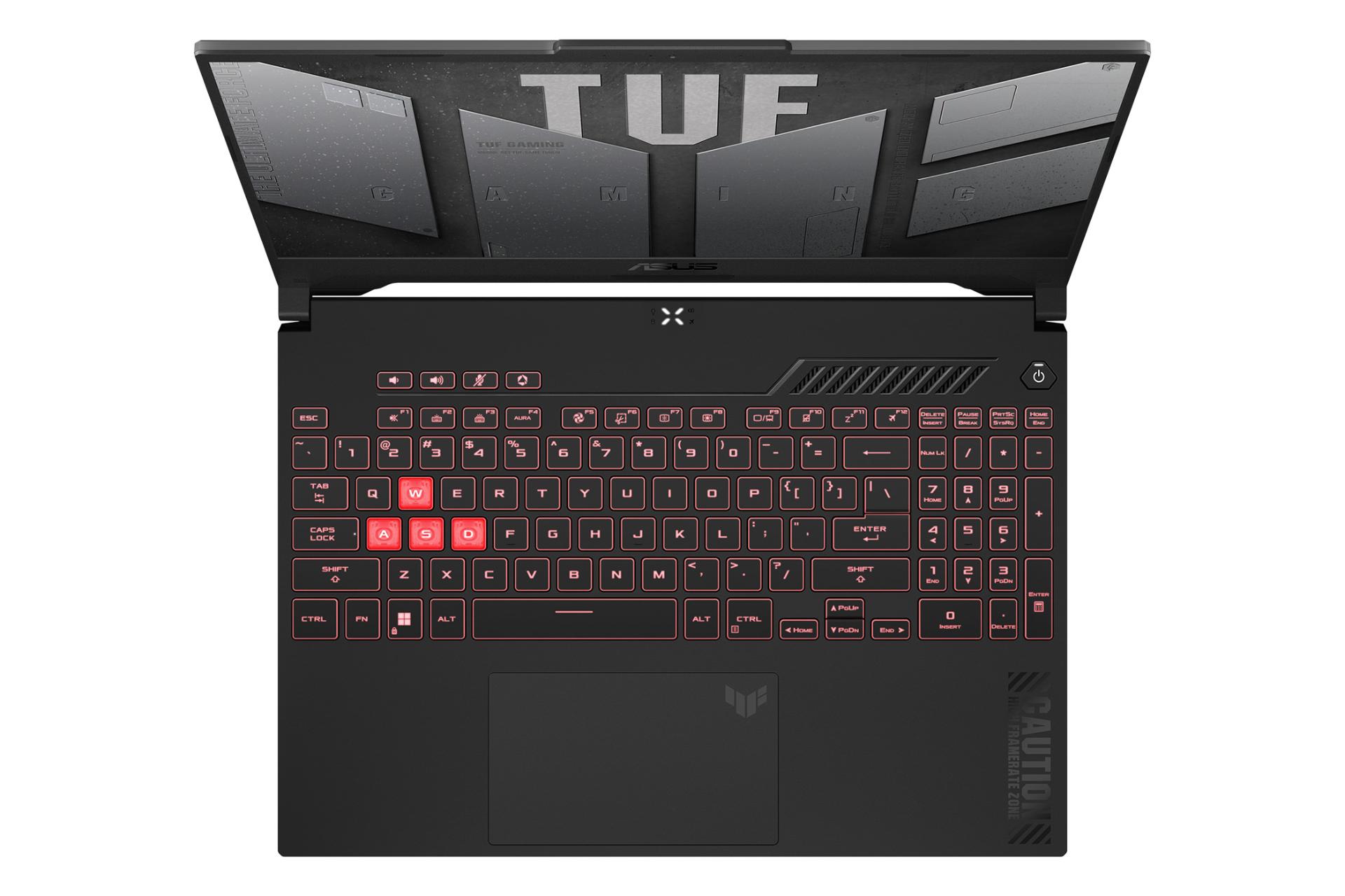 لپ تاپ ایسوس ASUS TUF Gaming A15 FA507 نمای بالا و کیبورد