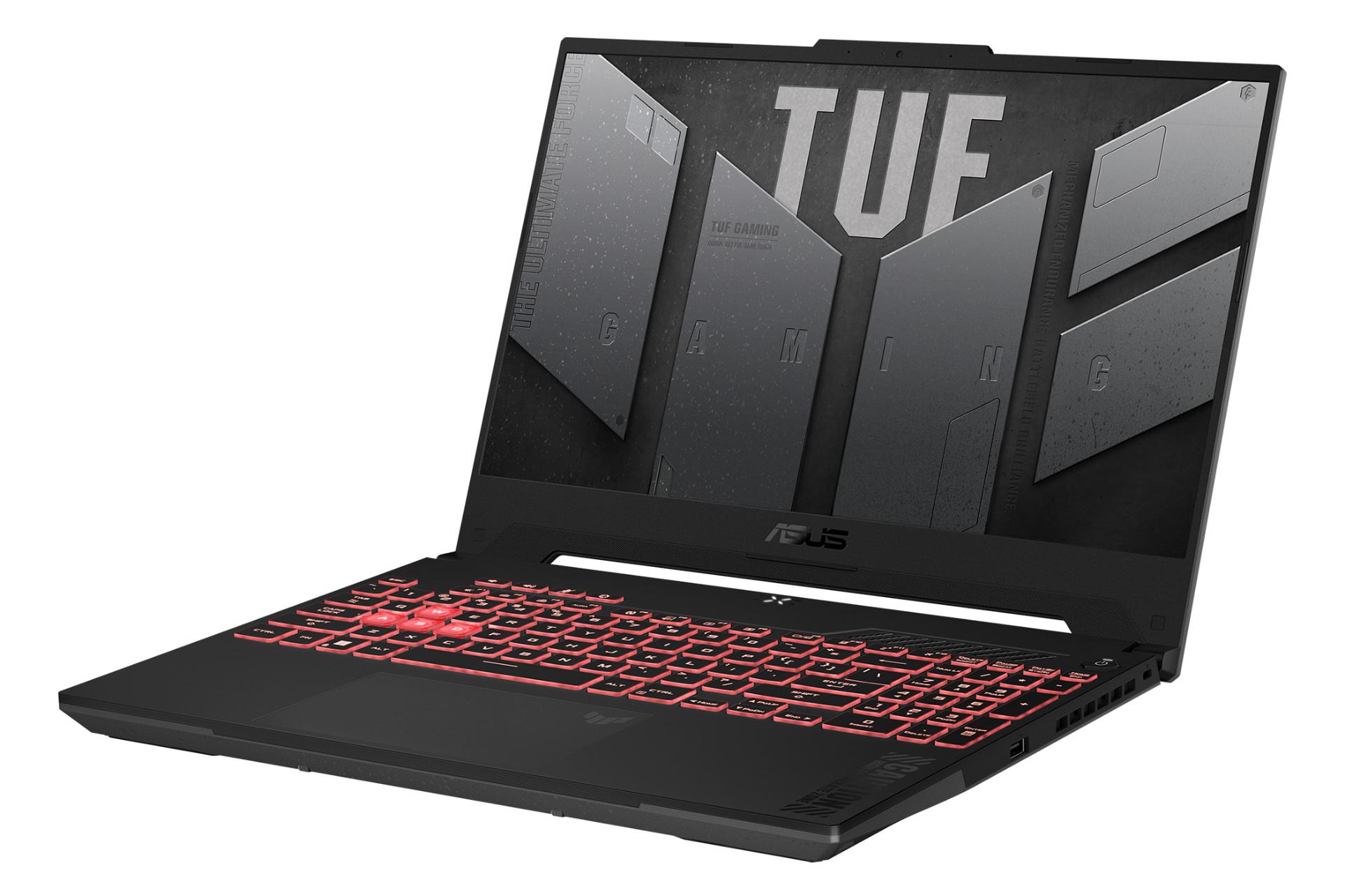 لپ تاپ ایسوس ASUS TUF Gaming A15 FA507 نمای راست صفحه نمایش و درگاه ها