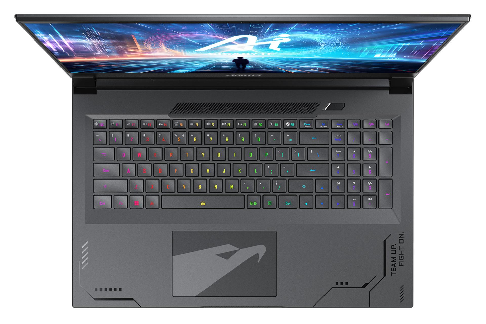 لپ تاپ گیگابایت GIGABYTE Aorus 17X AZG نمای بالا و کیبورد