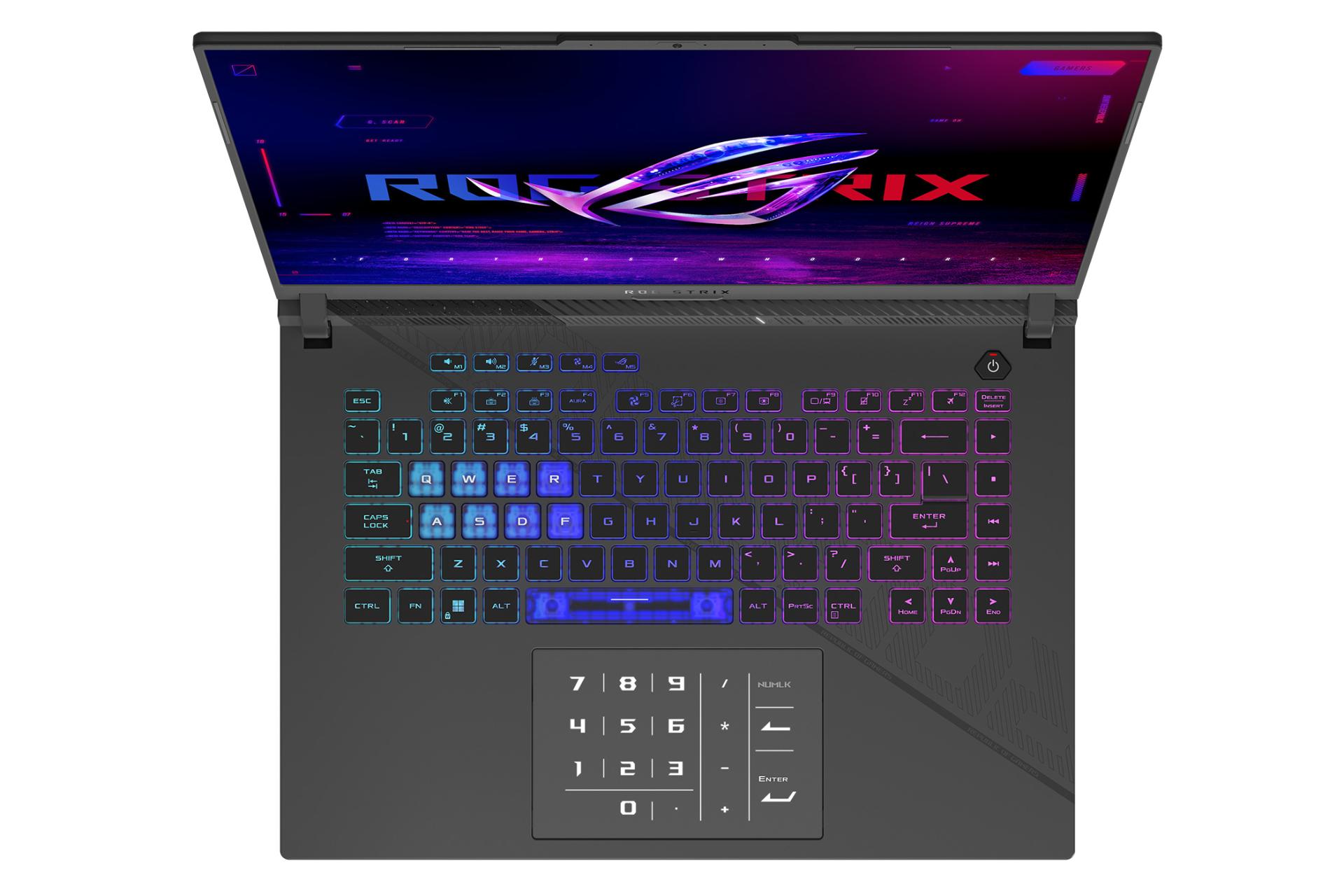 لپ تاپ ایسوس ASUS ROG Strix G16 G614 نمای بالا و کیبورد