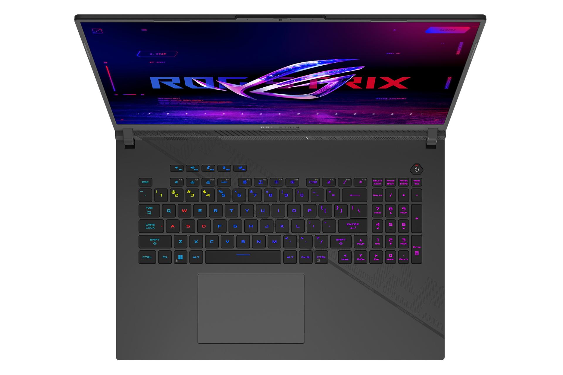 لپ تاپ ایسوس ASUS ROG Strix G18 G814 نمای بالا و کیبورد