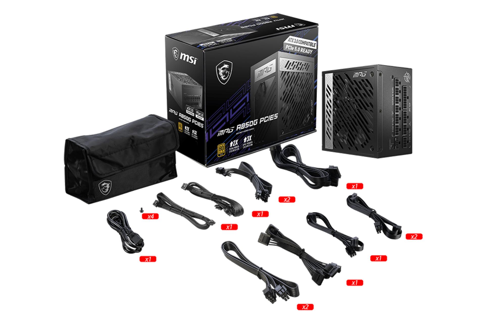 اقلام همراه پاور کامپیوتر ام اس آی MPG A850G PCIE5 با توان 850 وات