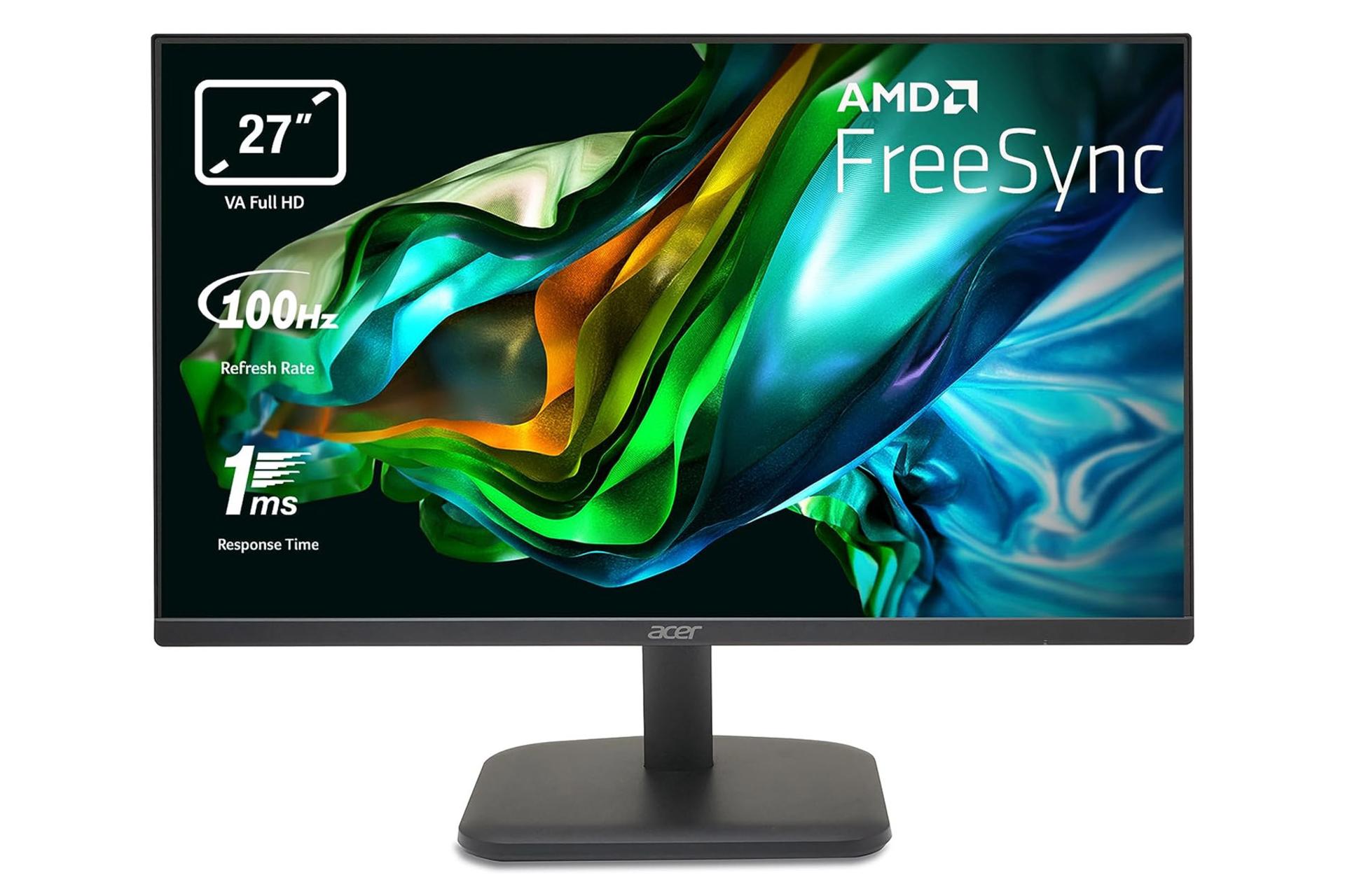 نمای جلو و رزولوشن مانیتور ایسر 27 اینچ مدل EK271H