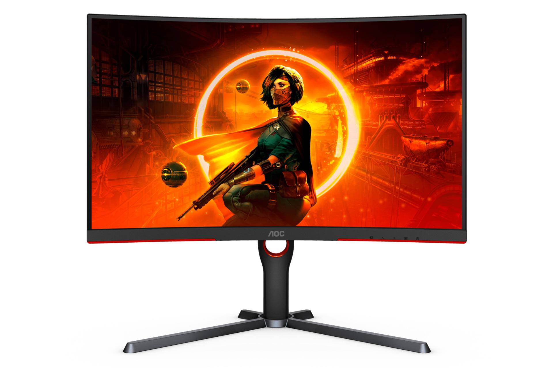 نمای جلو و رزولوشن مانیتور ای او سی 27 اینچ مدل C27G3