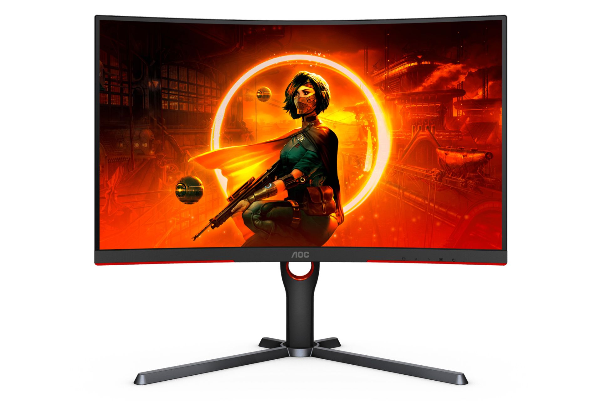 نمای جلو و رزولوشن مانیتور ای او سی 27 اینچ مدل C27G3