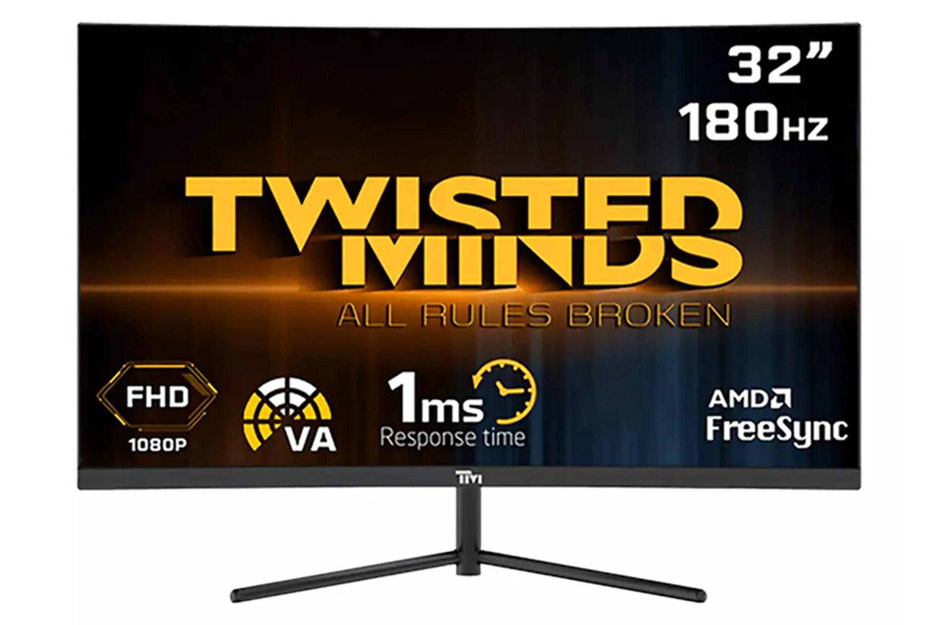 نمای جلو و رزولوشن مانیتور تویستد مایندز 32 اینچ مدل TM32CFHD180VA