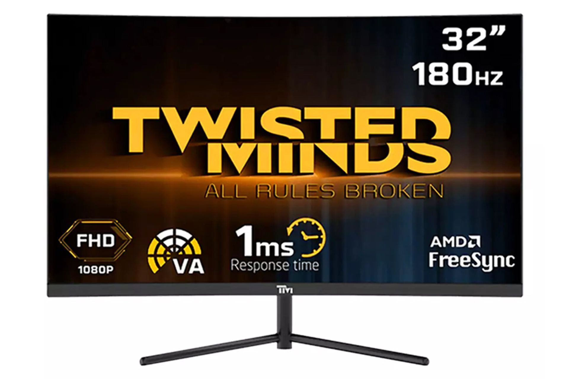 نمای جلو و رزولوشن مانیتور تویستد مایندز 32 اینچ مدل TM32CFHD180VA