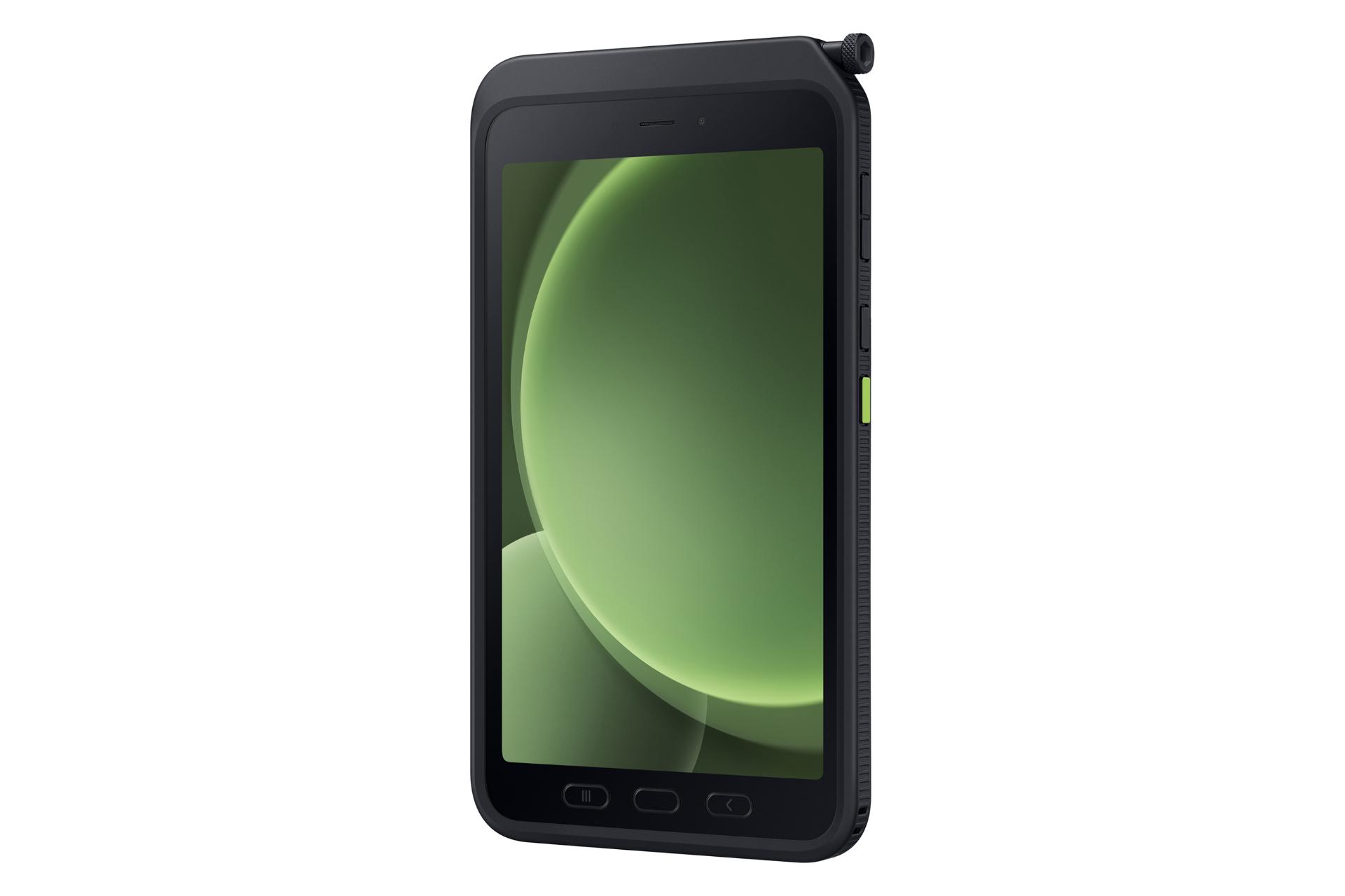 نمای نیمرخ پنل جلوی تبلت گلکسی تب اکتیو 5 سامسونگ / Samsung Galaxy Tab Active5 با تمرکز روی دکمه‌های لبه‌ی سمت راست و محل قرارگیری قلم