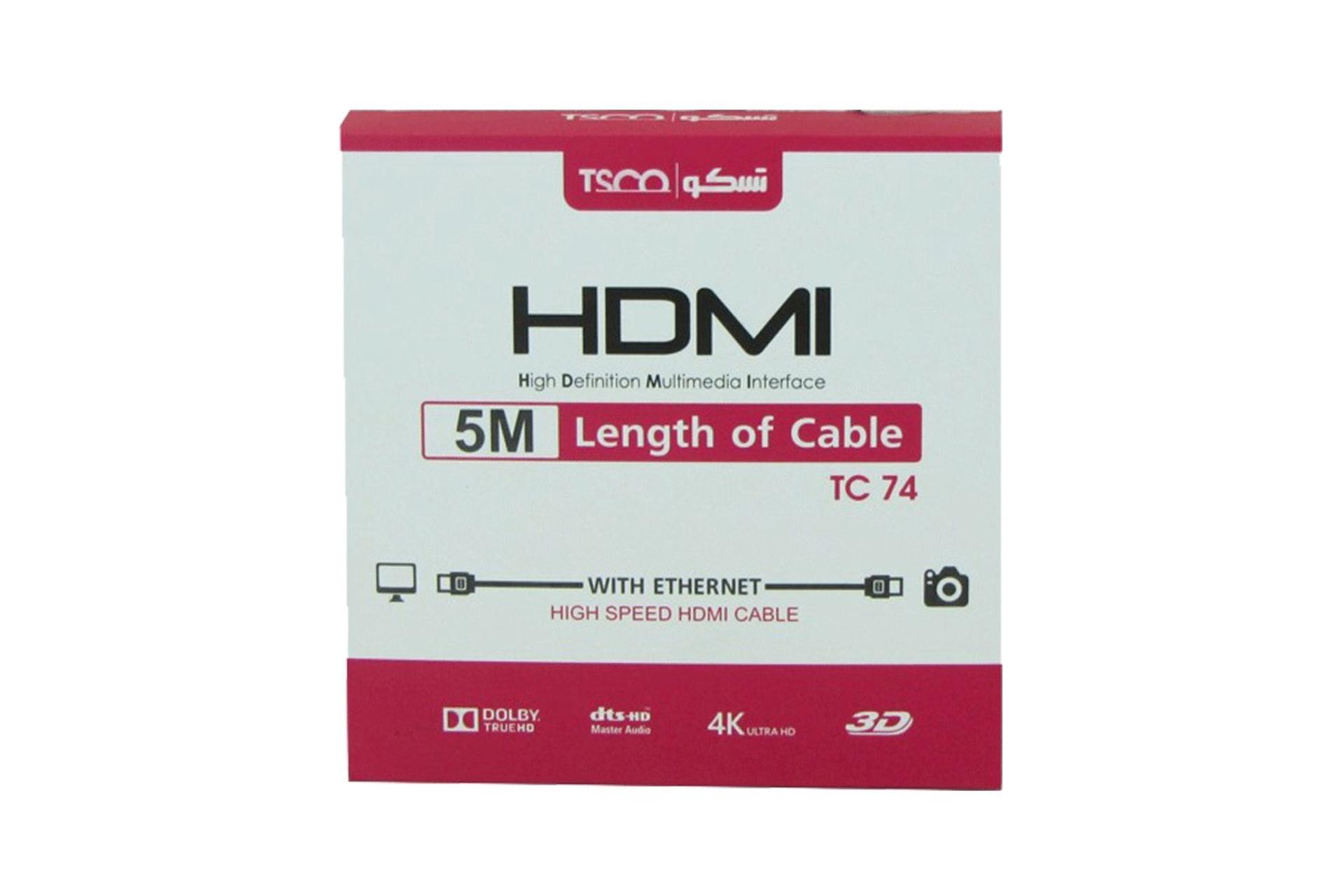 جعبه کابل HDMI تسکو TC 74 4K 60Hz نسخه 1.4 با طول 5 متر