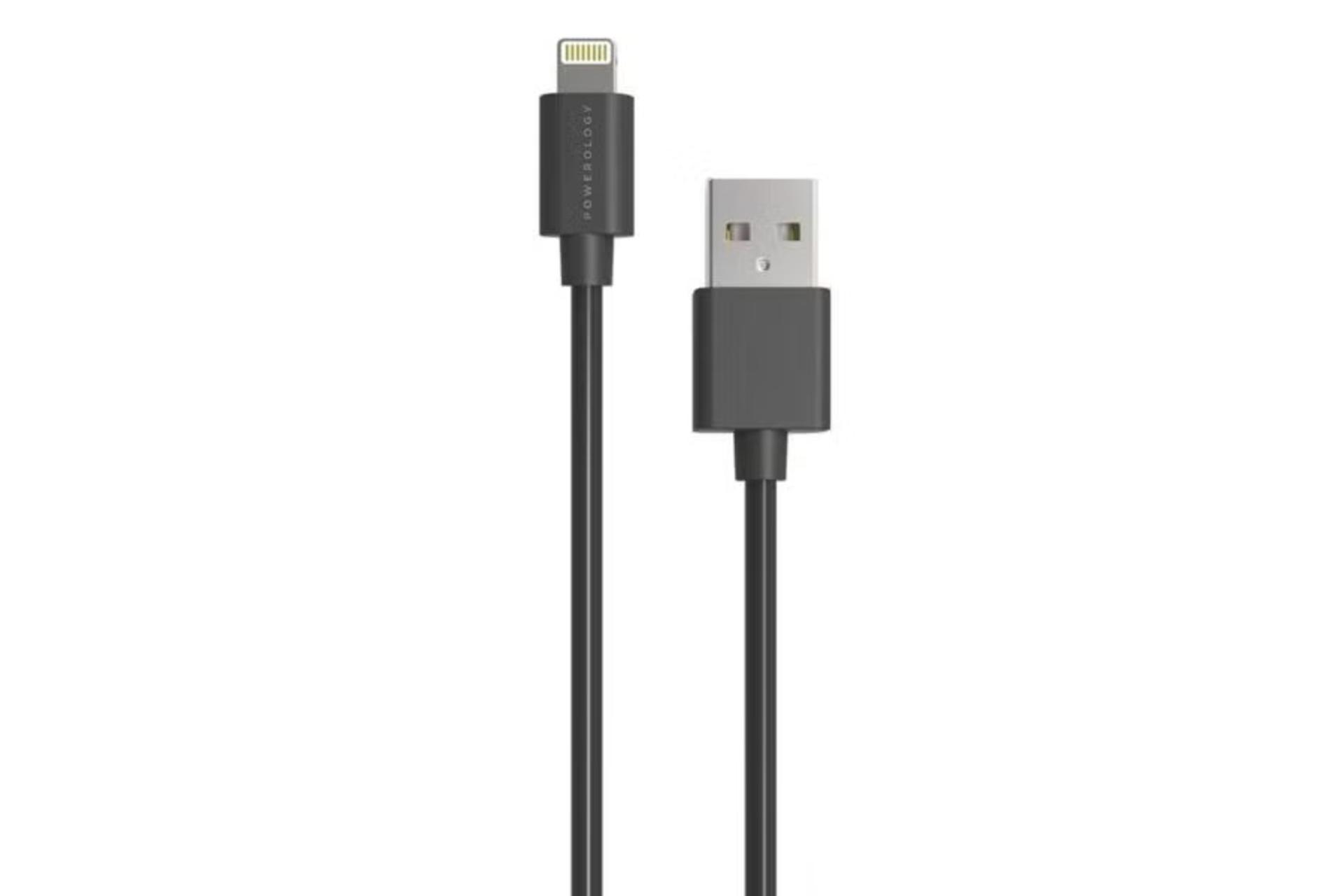 کابل شارژ USB پاورولوجی Type-A به Lightning مدل P3BL با طول 3 متر مشکی