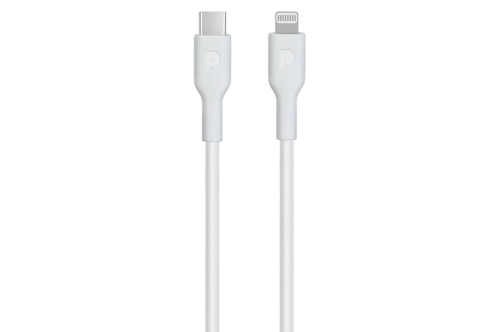 کابل شارژ USB پاورولوجی Type-C به Lightning مدل PWCTL1M با طول 1.2 متر سفید