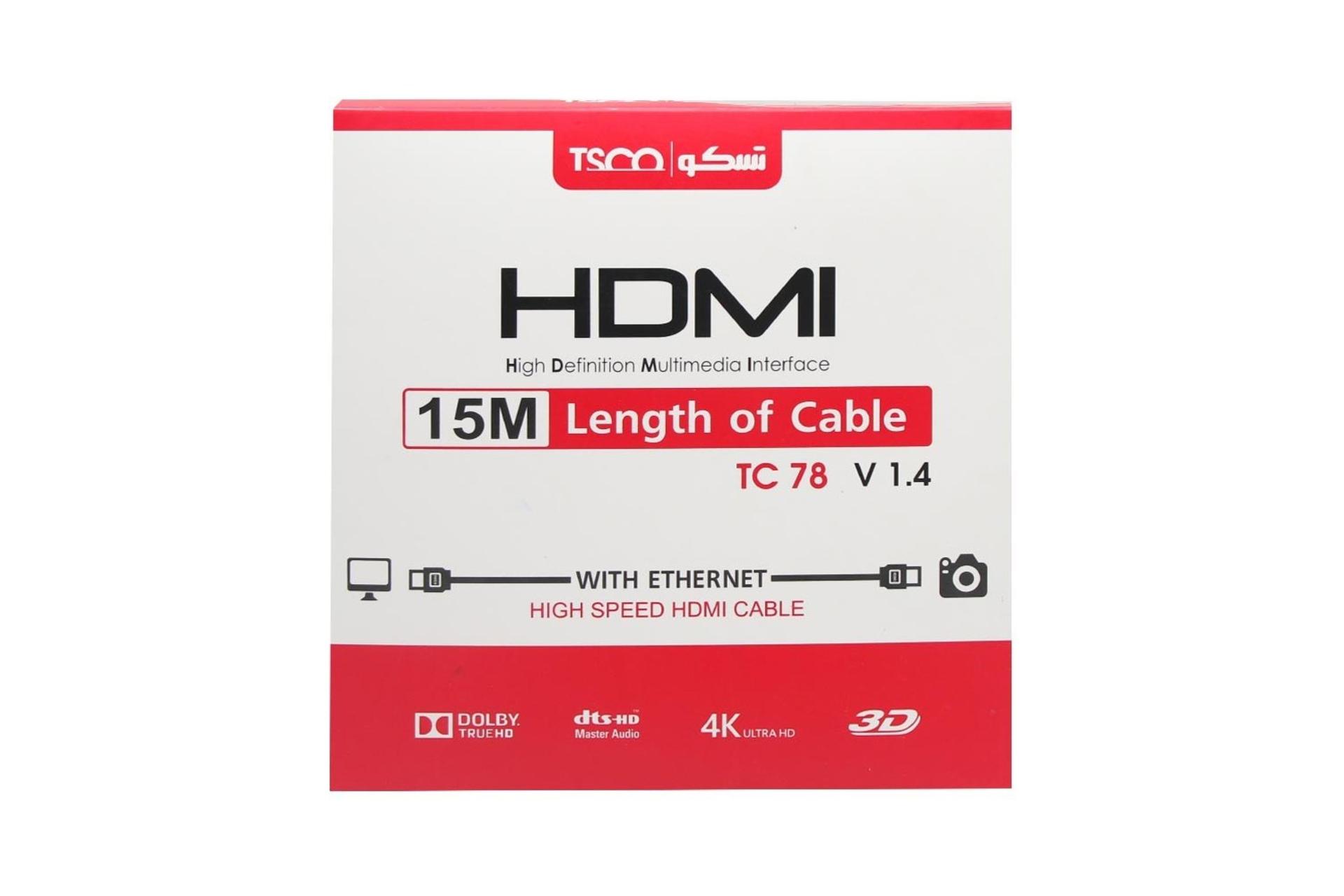 جعبه کابل HDMI تسکو TC 78 4K 30Hz نسخه 1.4 با طول 15 متر