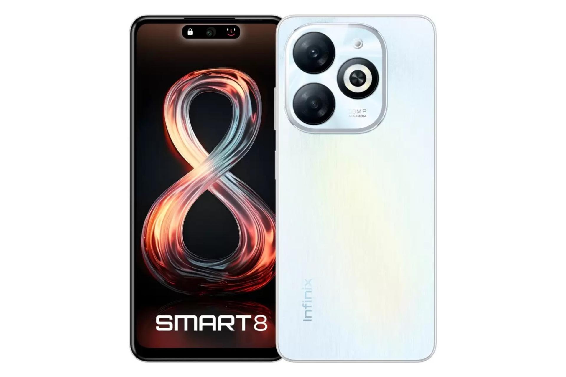 پنل جلو و پشت گوشی موبایل اسمارت 8 اینفینیکس نسخه هند / Infinix Smart 8 India سفید