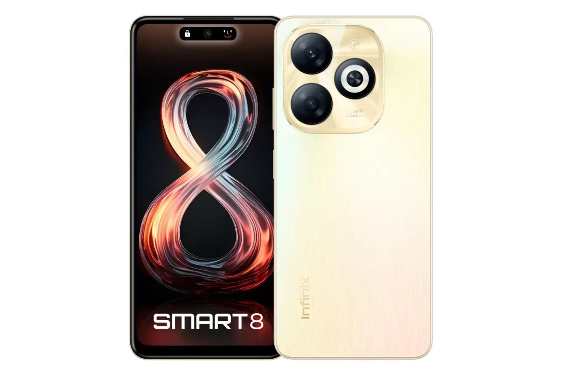 پنل جلو و پشت گوشی موبایل اسمارت 8 اینفینیکس نسخه هند / Infinix Smart 8 India طلایی