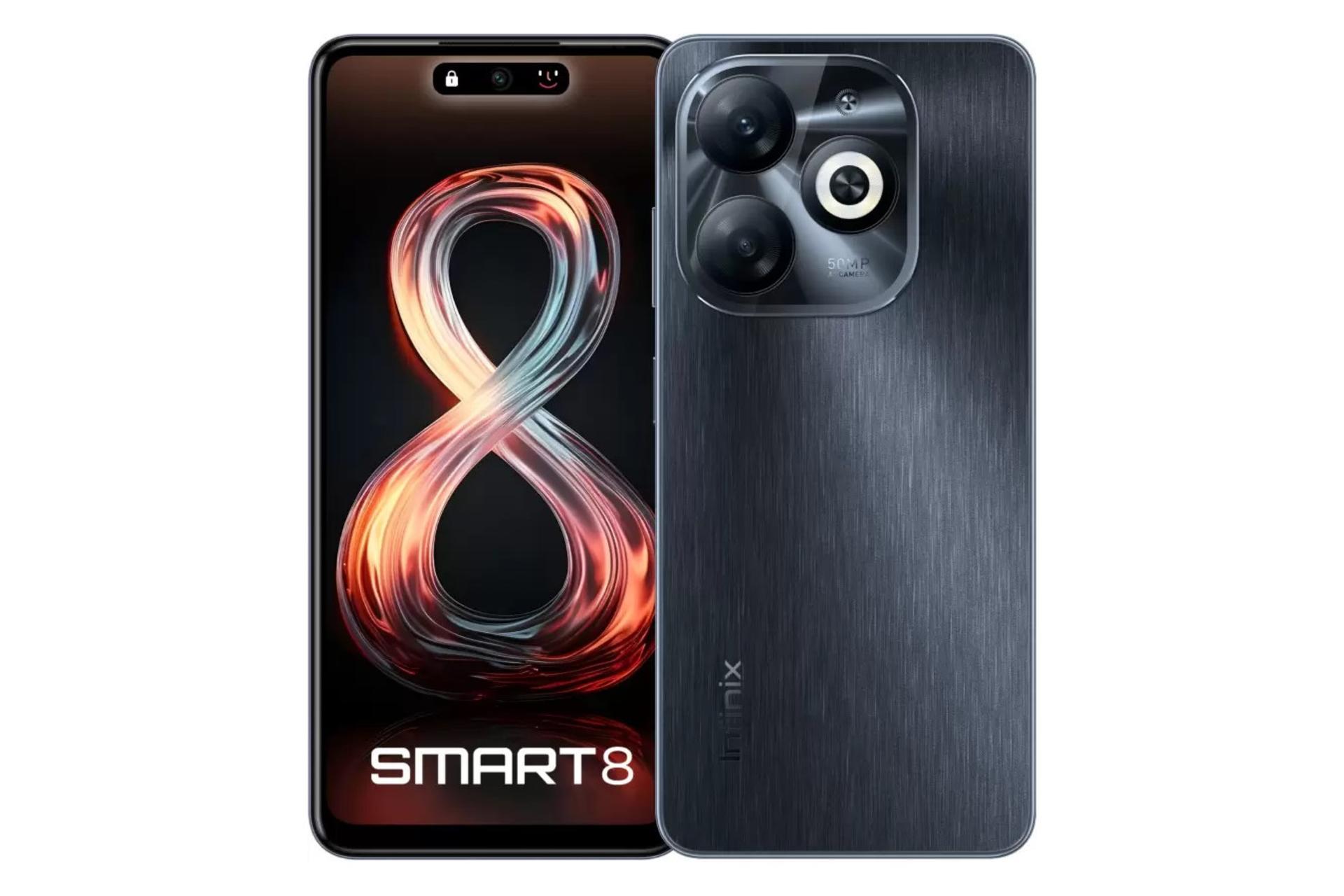 پنل جلو و پشت گوشی موبایل اسمارت 8 اینفینیکس نسخه هند / Infinix Smart 8 India مشکی