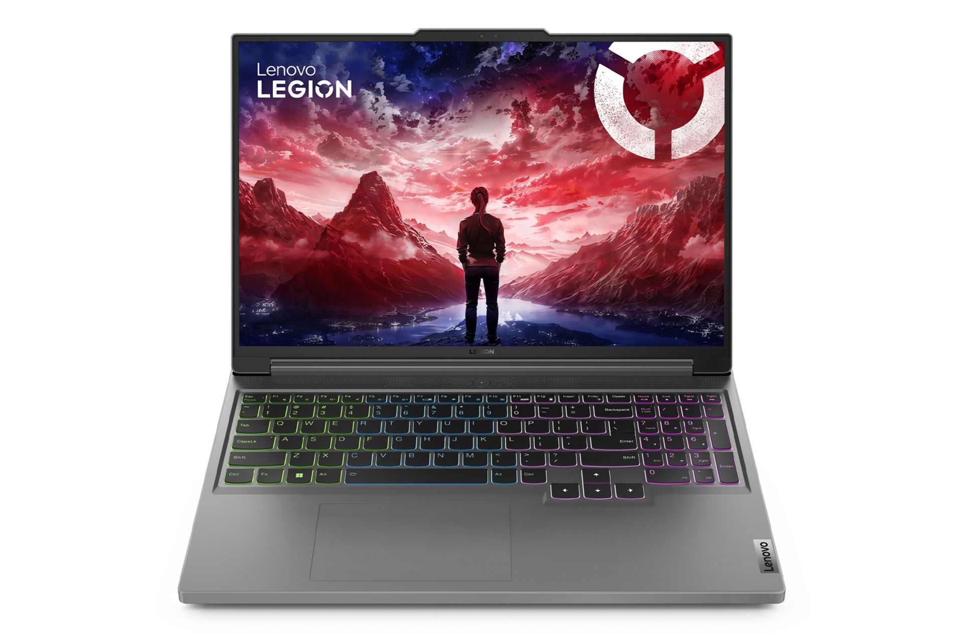 نمای روبه‌روی لپ تاپ Legion Slim 5 لنوو با نمایشگر روشن