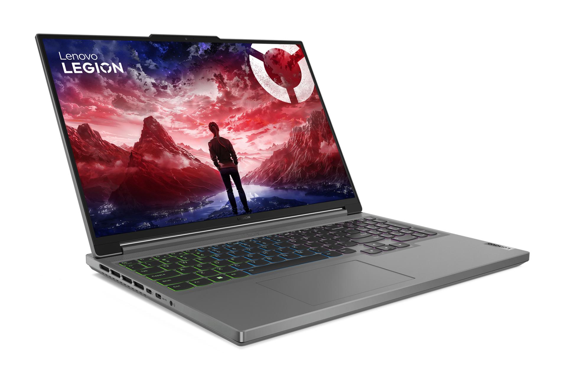نمای نیمرخ سمت چپ لپ تاپ Legion Slim 5 لنوو با نمایش درگاه‌ها منافذ هوای سمت چپ