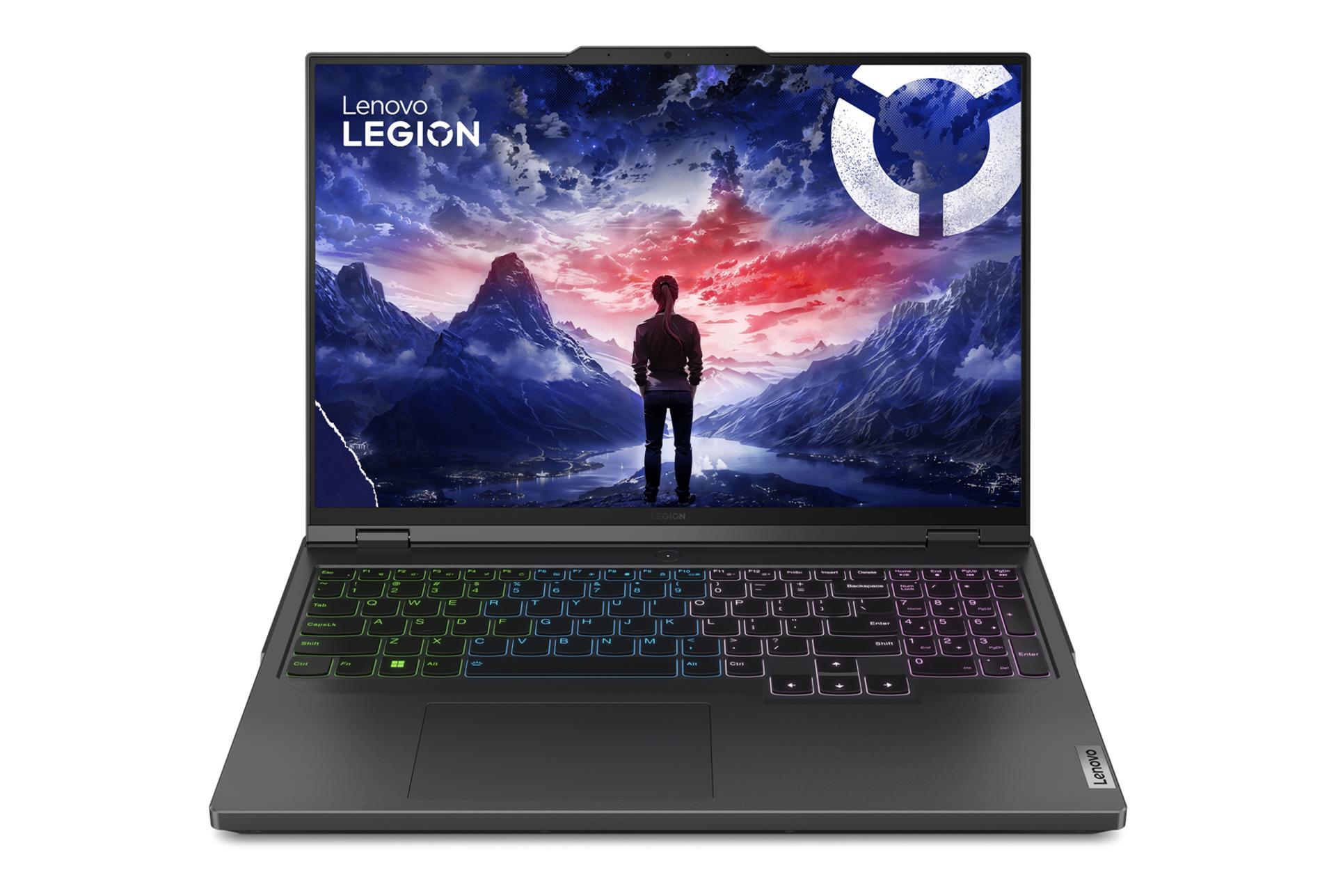 نمای روبه‌روی لپ تاپ Legion Pro 5i لنوو با نمایشگر روشن