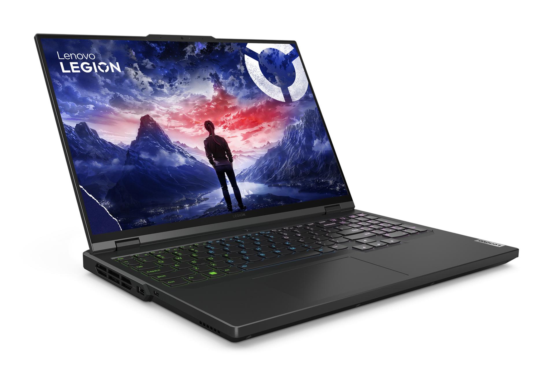 نمای نیمرخ سمت چپ لپ تاپ Legion Pro 5i لنوو با نمایش درگاه‌ها و خروجی هوای گرم لبه سمت چپ