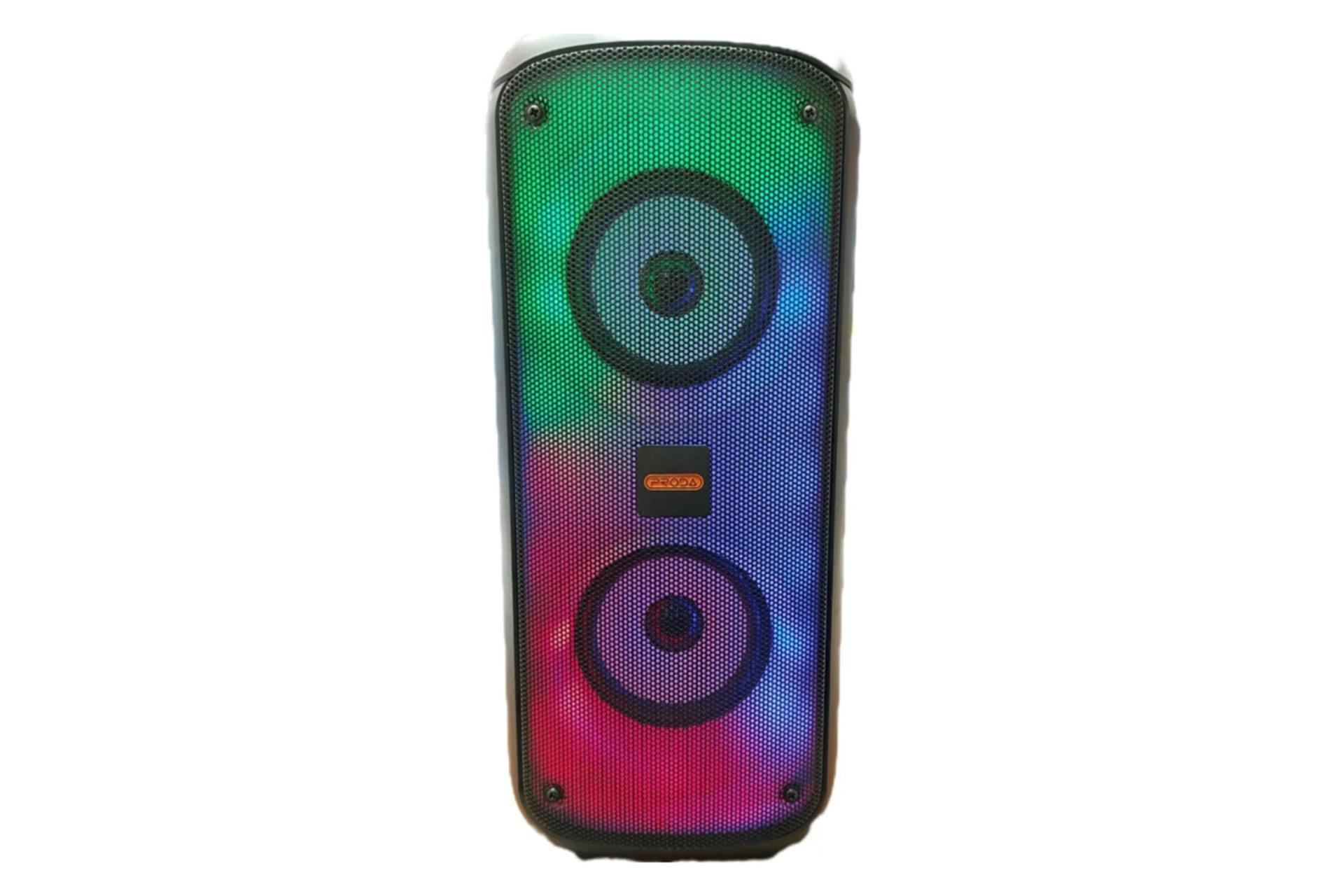 نمای جلو و نورپردازی اسپیکر پرودا BOM BOX 600