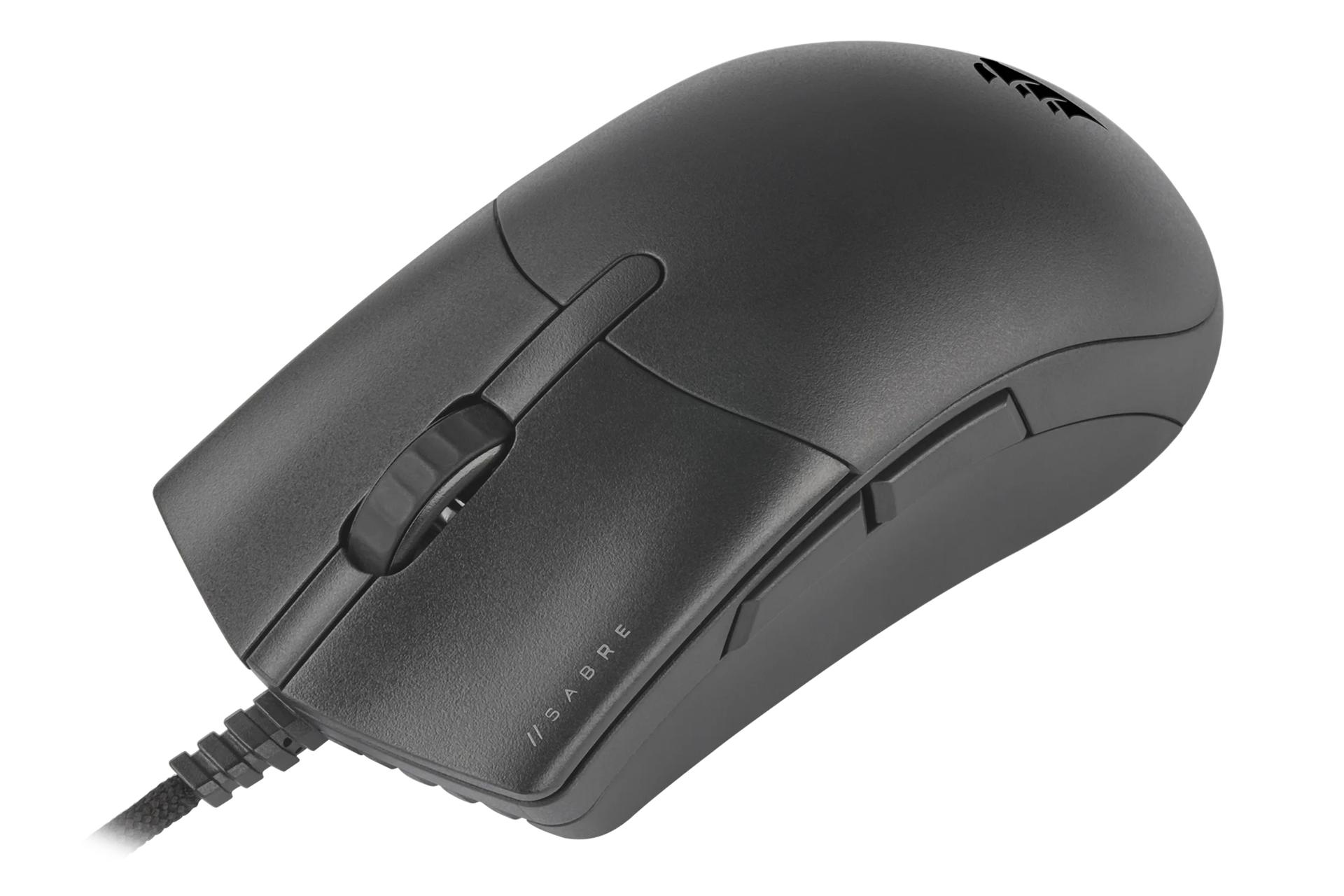 نمای کناری ماوس کورسیر Corsair SABRE PRO CHAMPION و محل اتصال کابل