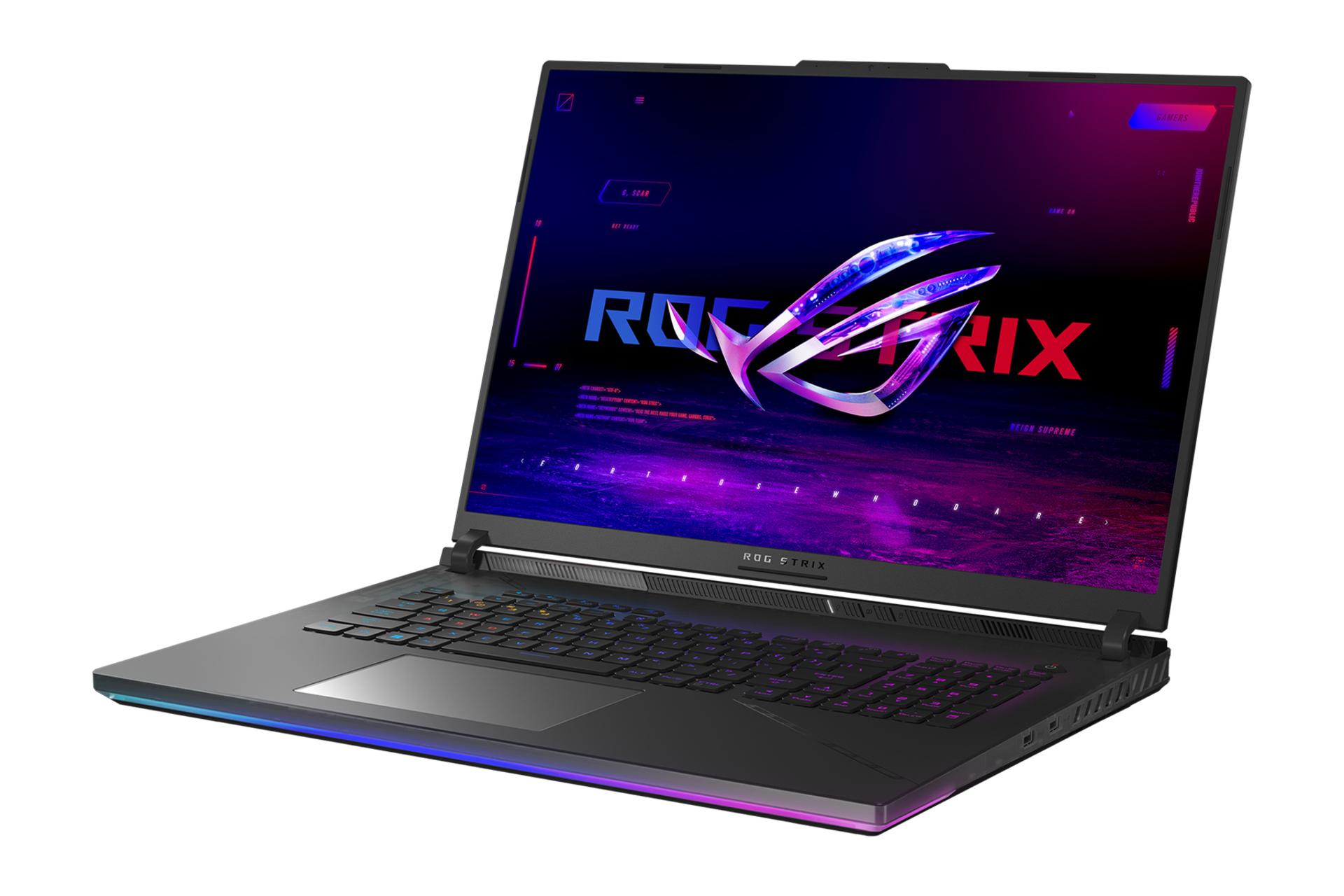 نمای نیمرخ سمت راست لپ تاپ ROG Strix SCAR 18 G834 ایسوس با نمایش درگاه های لبه سمت راست