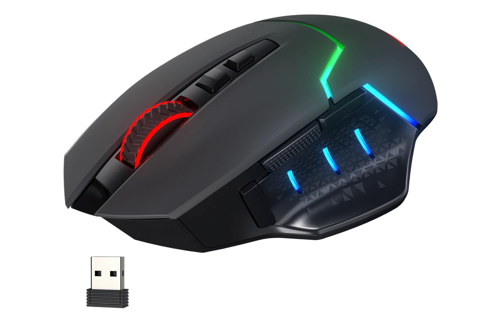 نمای چپ ماوس ردراگون Redragon M690 PRO به همراه دانگل بی سیم
