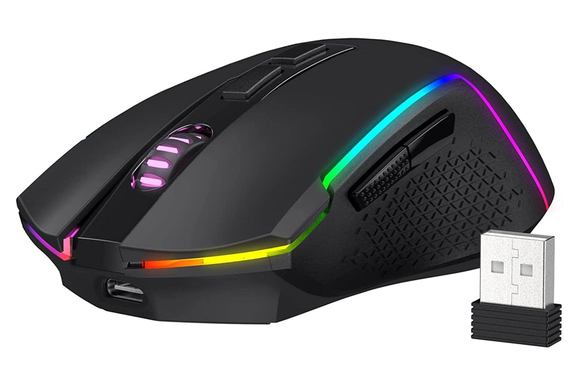 نمای کناری ماوس ردراگون Redragon TRIDENT PRO M693 به همراه دانگل بی سیم