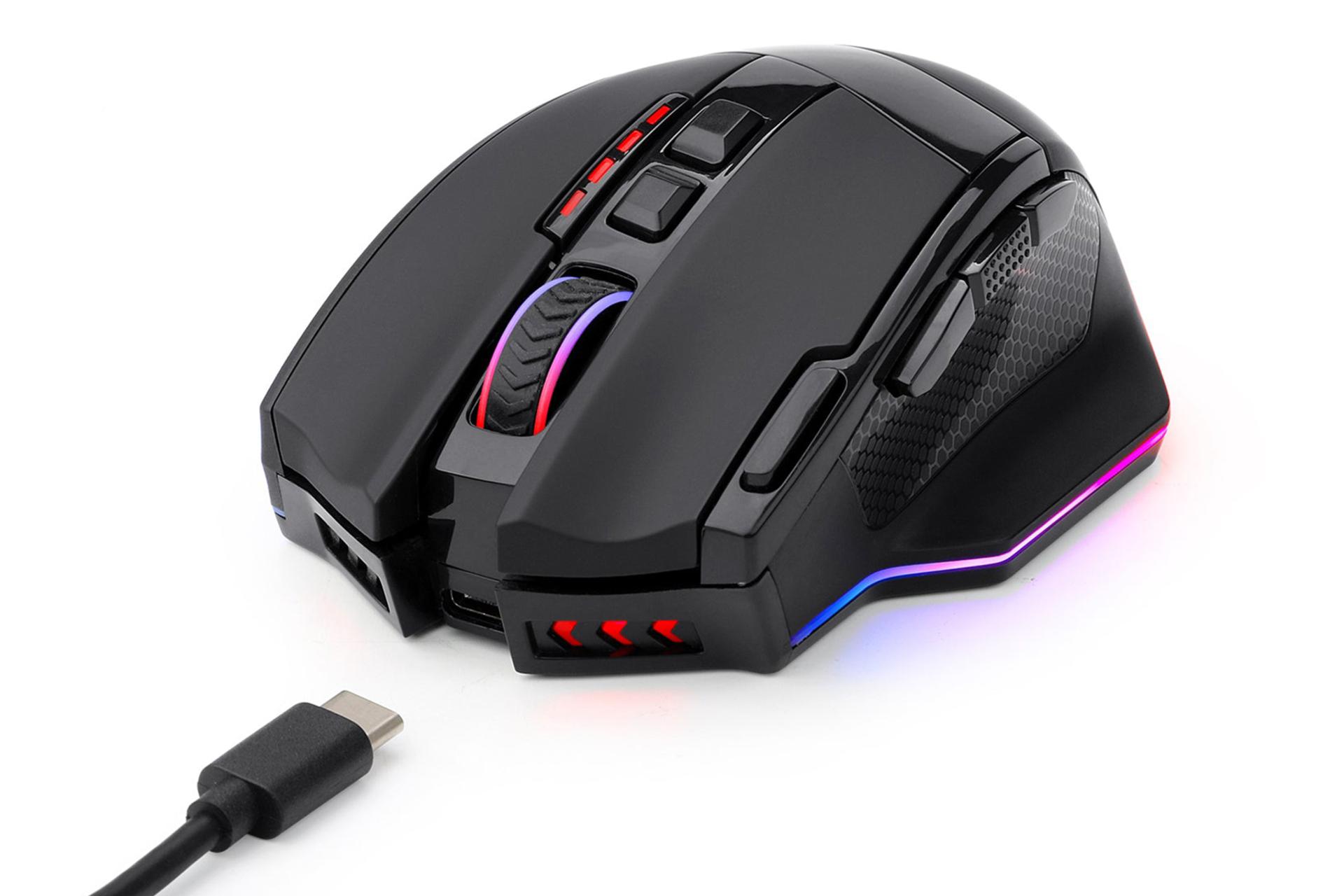 نمای کناری ماوس ردراگون Redragon Sniper Pro M801P و محل اتصال کابل