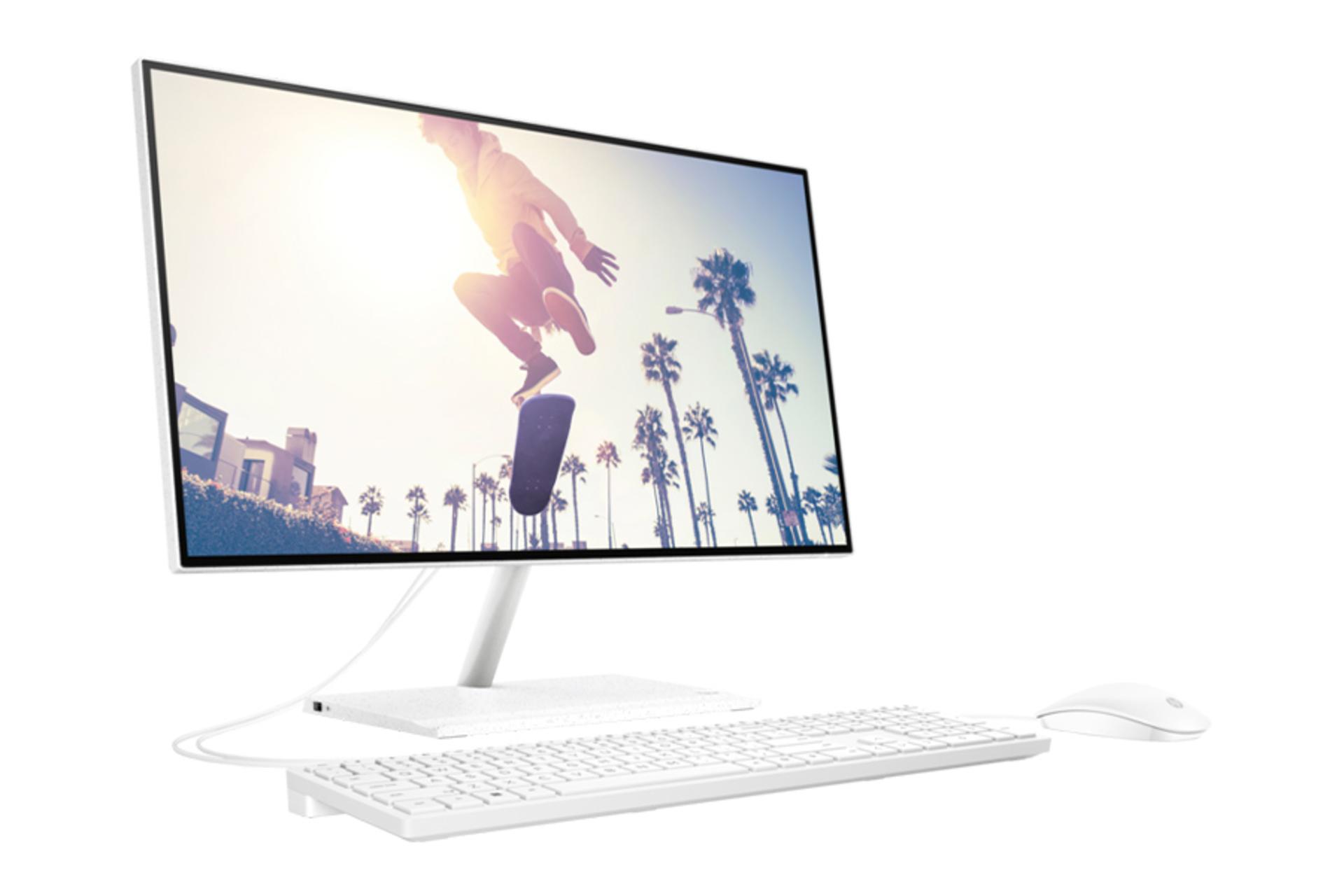 نمای نیمرخ سمت چپ All in One cb1038nh اچ پی و نمایش درگاه های لبه سمت چپ روی پایه