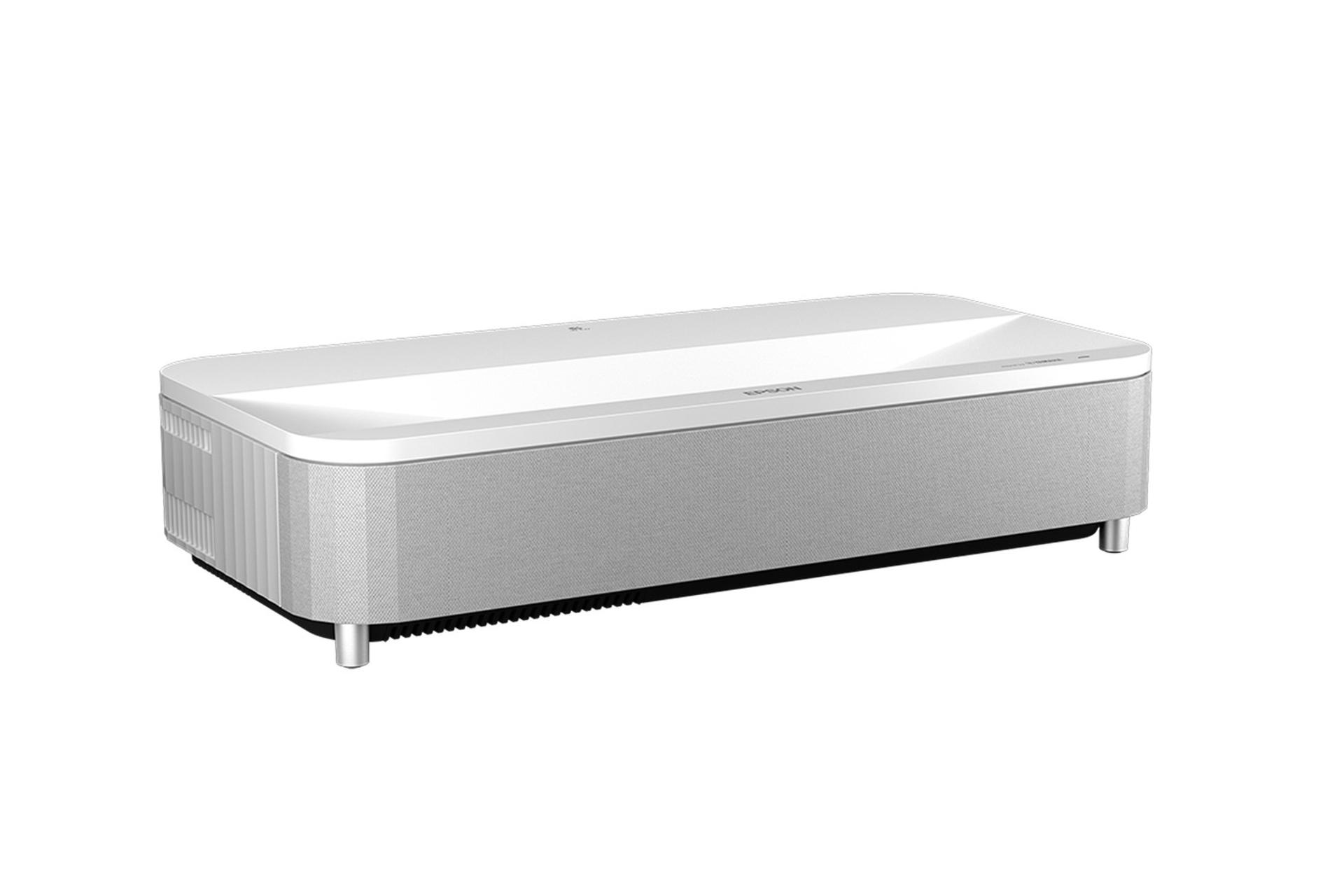 ویدیو پروژکتور اپسون Epson EH-LS800 نمای جلو و راست رنگ سفید