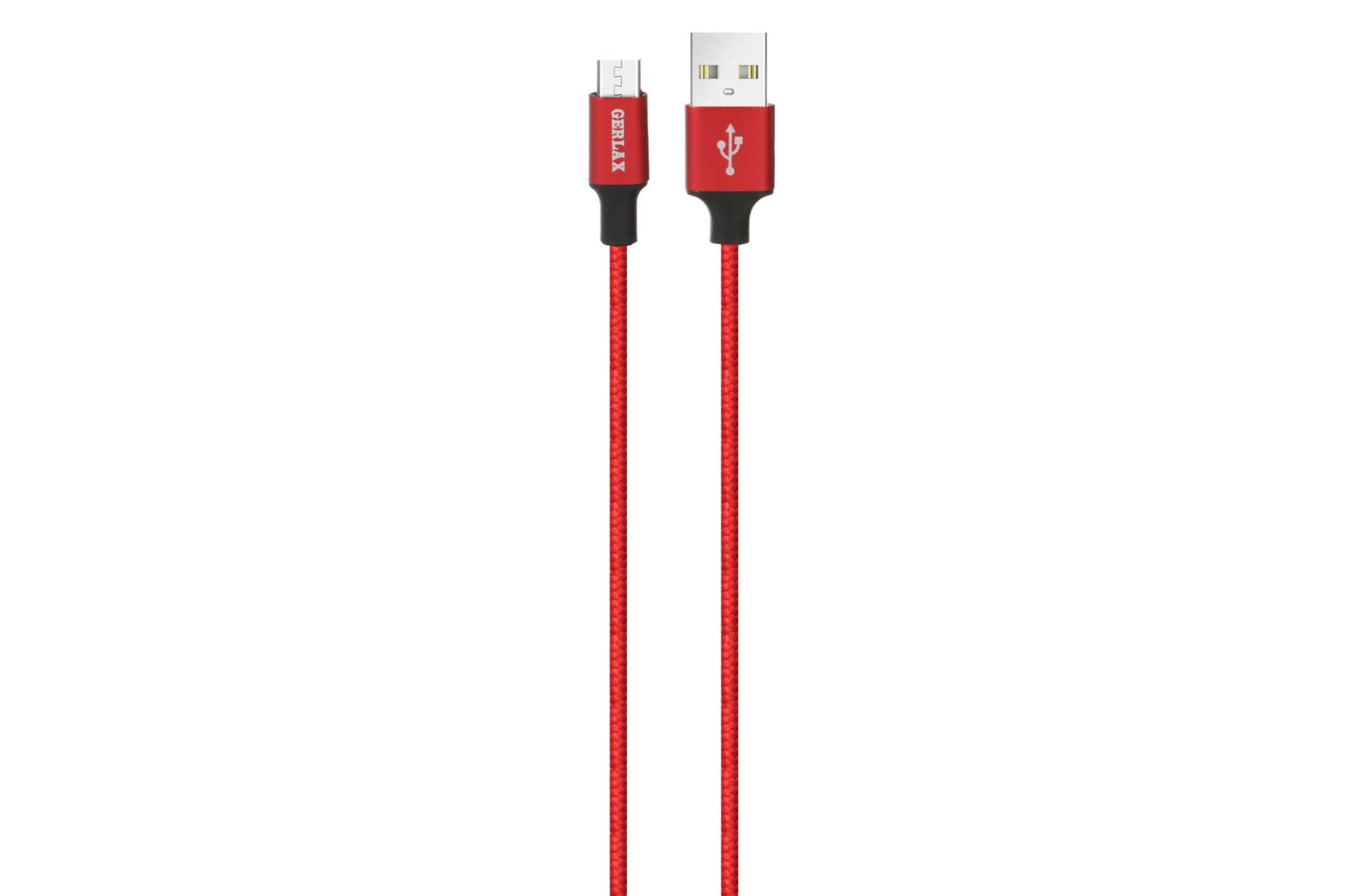 کابل شارژ USB جرلکس Type-A به Micro-USB مدل D2 با طول 1 متر قرمز