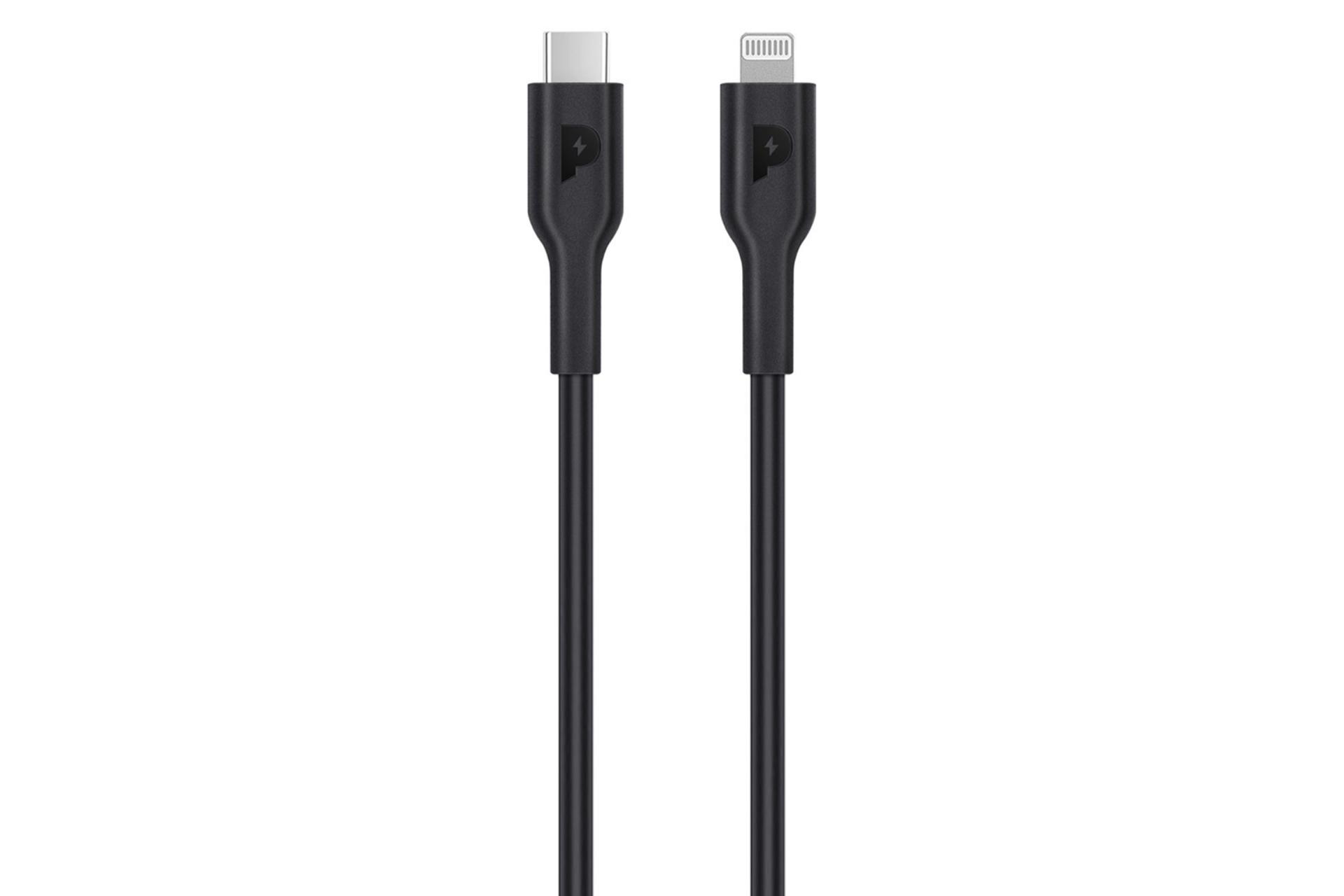 کابل شارژ USB پاورولوجی Type-C به Lightning مدل PWCTL2M با طول 2 متر مشکی