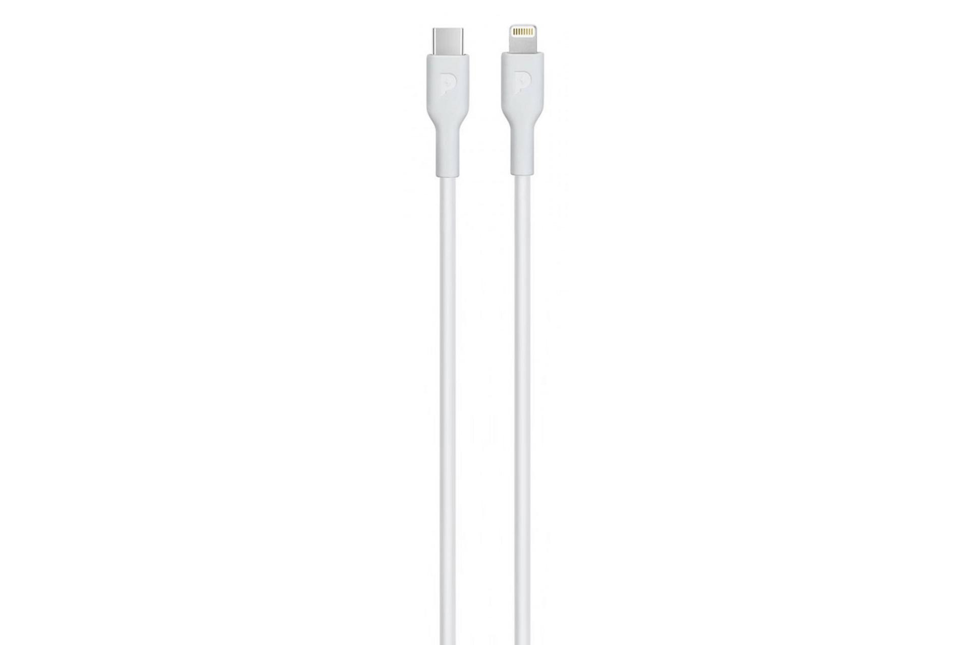 کابل شارژ USB پاورولوجی Type-C به Lightning مدل PWCTL2M با طول 2 متر سفید