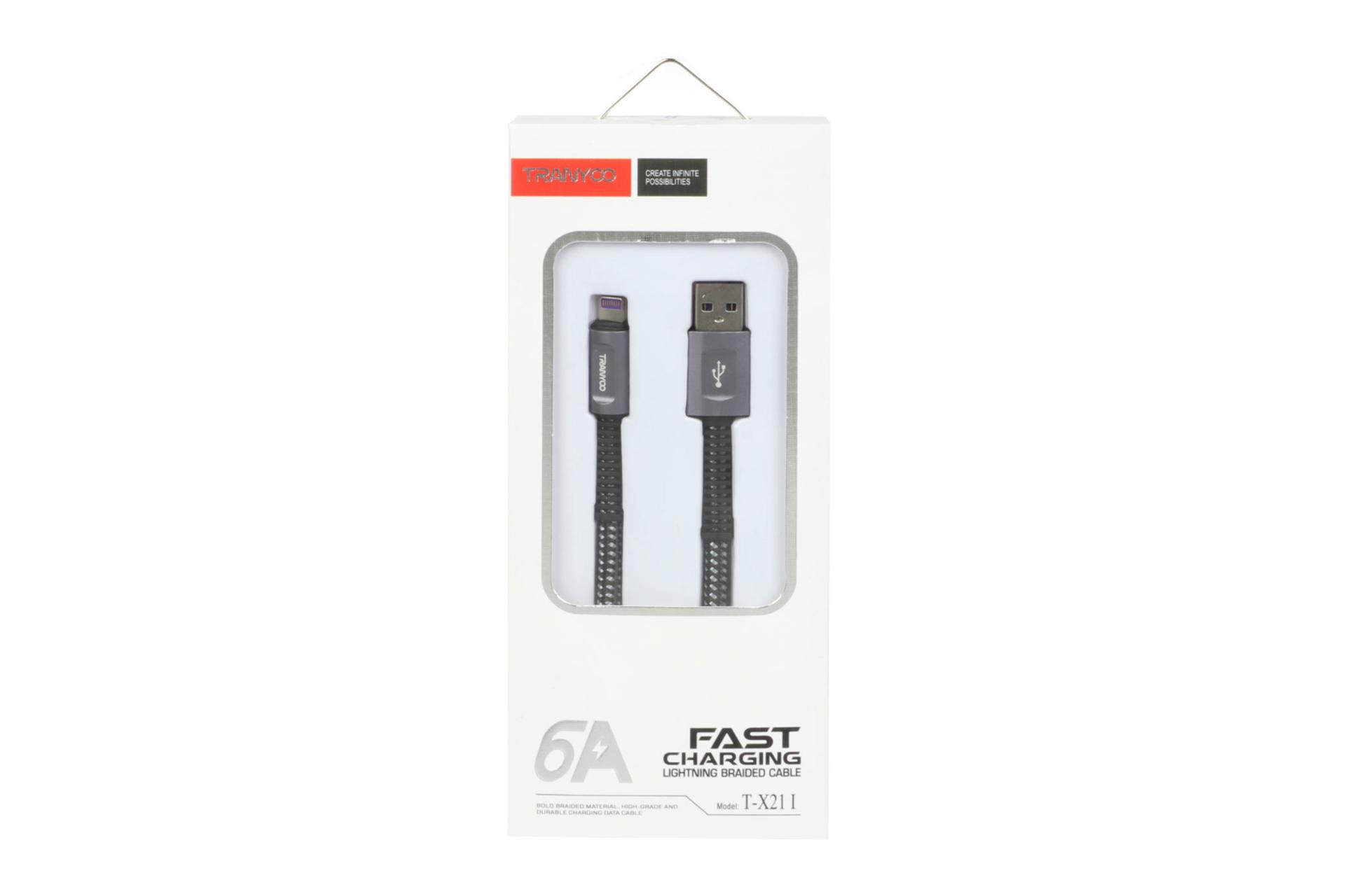 جعبه کابل شارژ USB ترانیو Type-A به Lightning مدل T-X21I با طول 1 متر