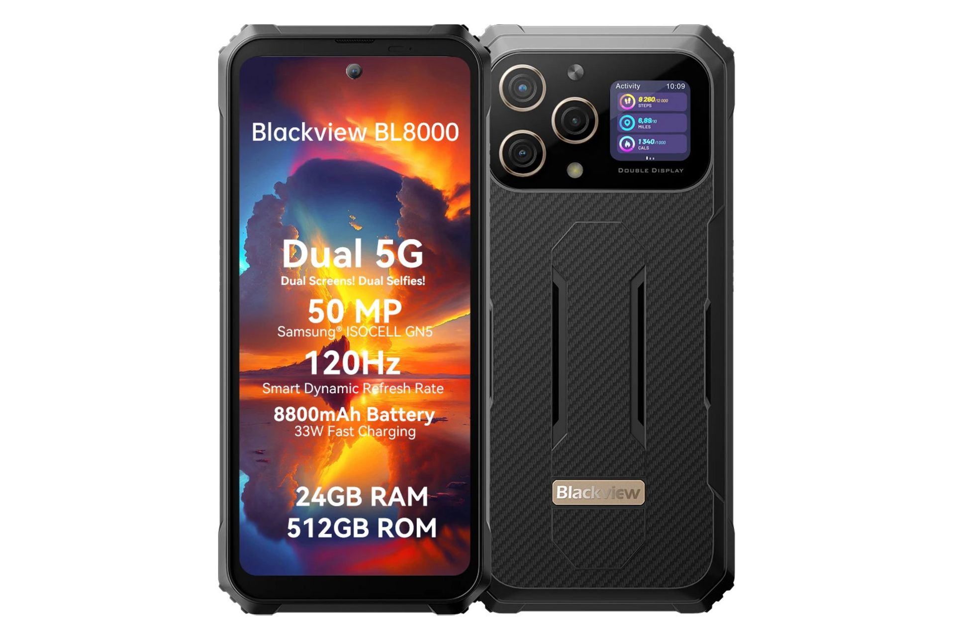 پنل جلو و پشت گوشی موبایل بلک ویو Blackview BL8000 مشکی و طلایی