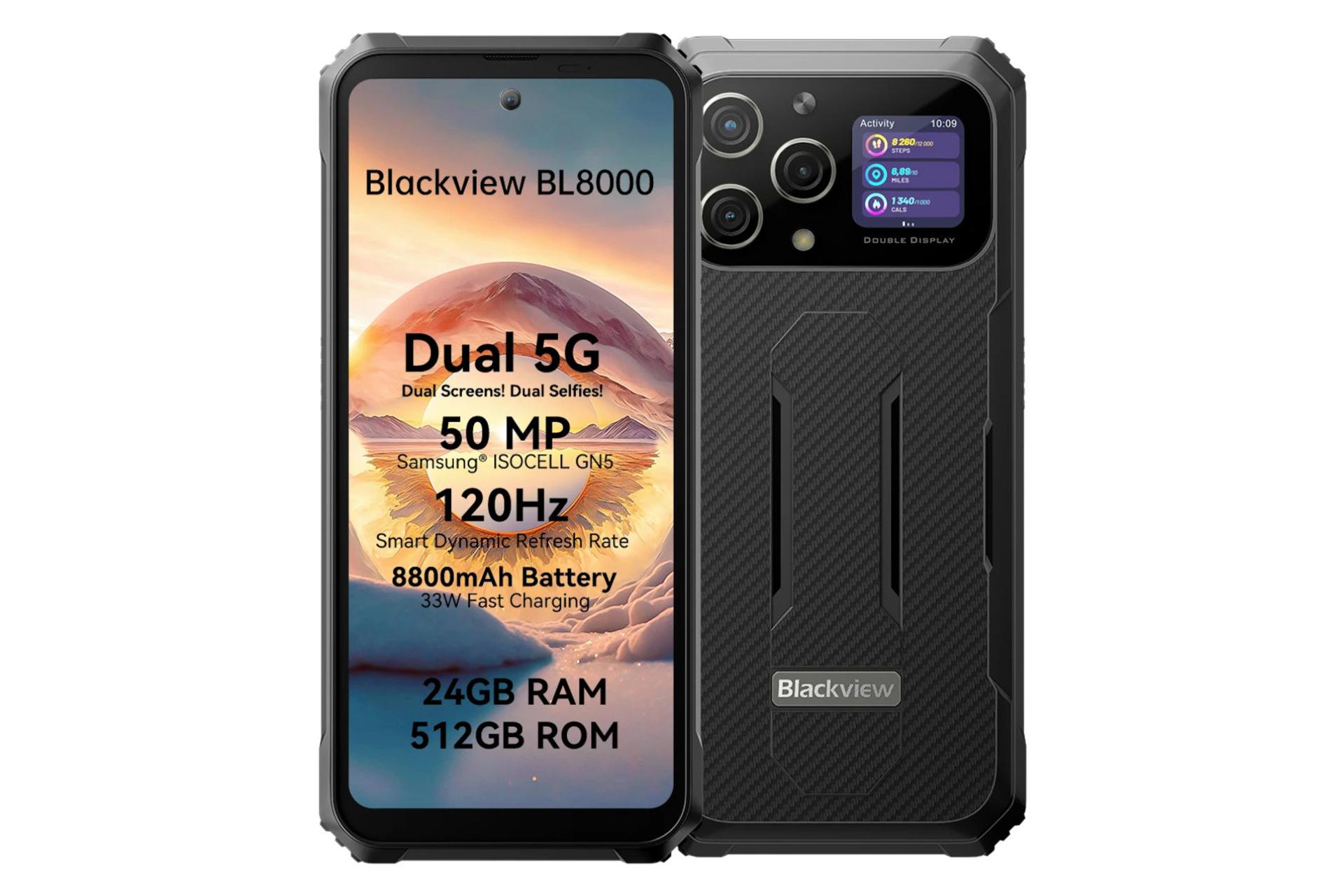 پنل جلو و پشت گوشی موبایل بلک ویو Blackview BL8000 مشکی و نقره ای