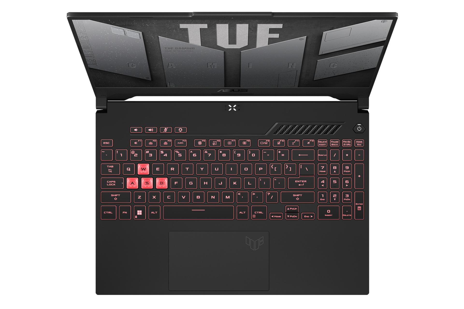 لپ تاپ ایسوس ASUS TUF Gaming A15 FA507RR نمای بالا و کیبورد