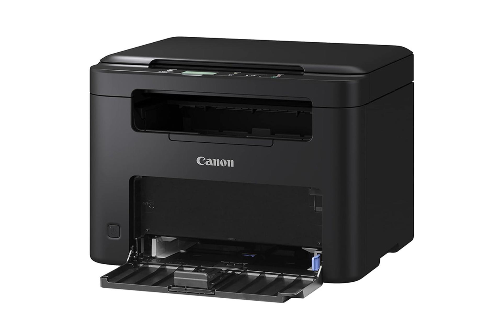 پرینتر کانن Canon MF272dw نمای جلو و راست رنگ مشکی با سینی باز شده