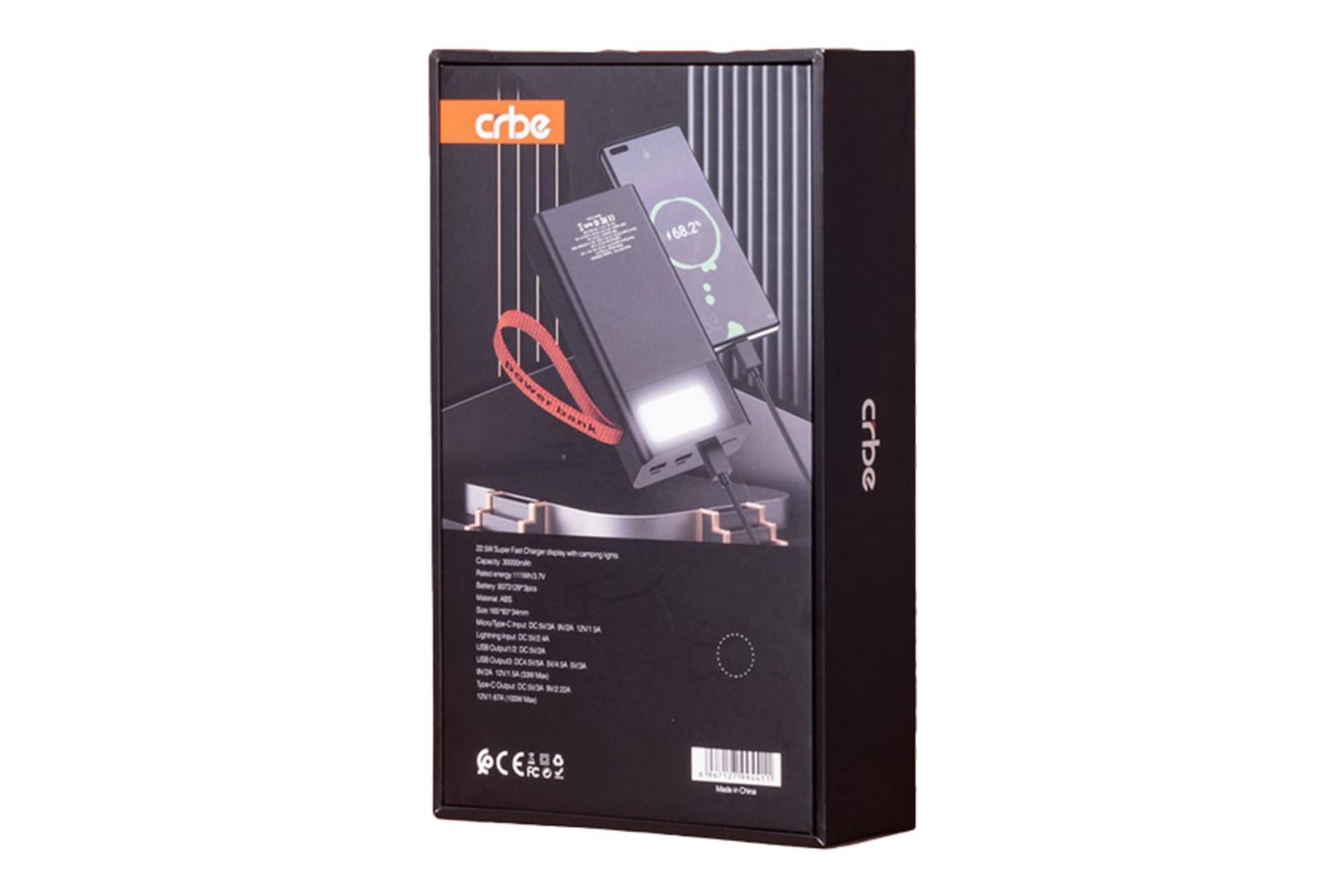 نمای جعبه پاوربانک کربی be-p102 با ظرفیت 30000 میلی‌آمپر ساعت سیاه رنگ