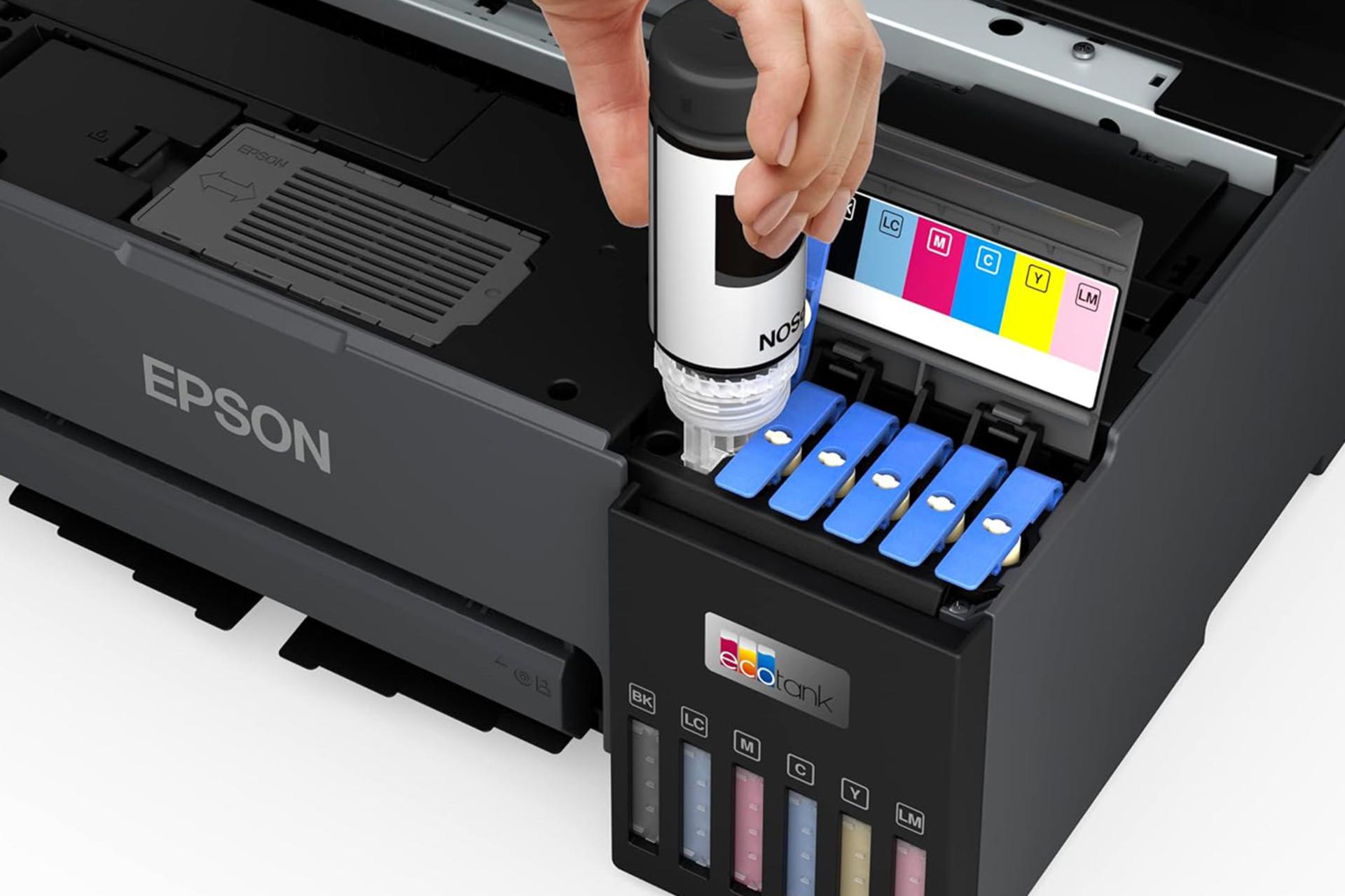 پر کردن مخزن جوهر پرینتر اپسون Epson EcoTank L8050